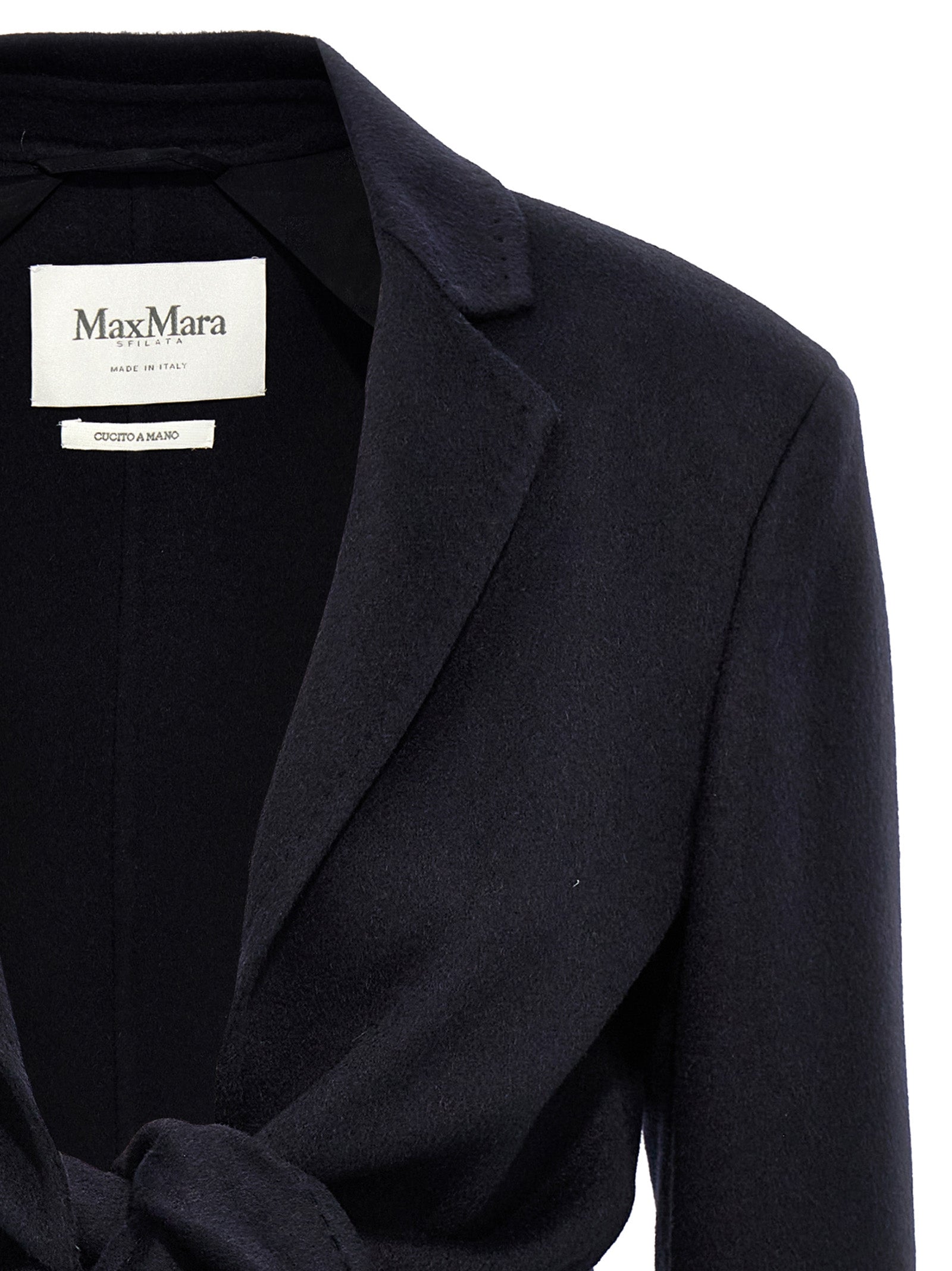Max Mara Blue Wool Full-Length Jacket Max Mara