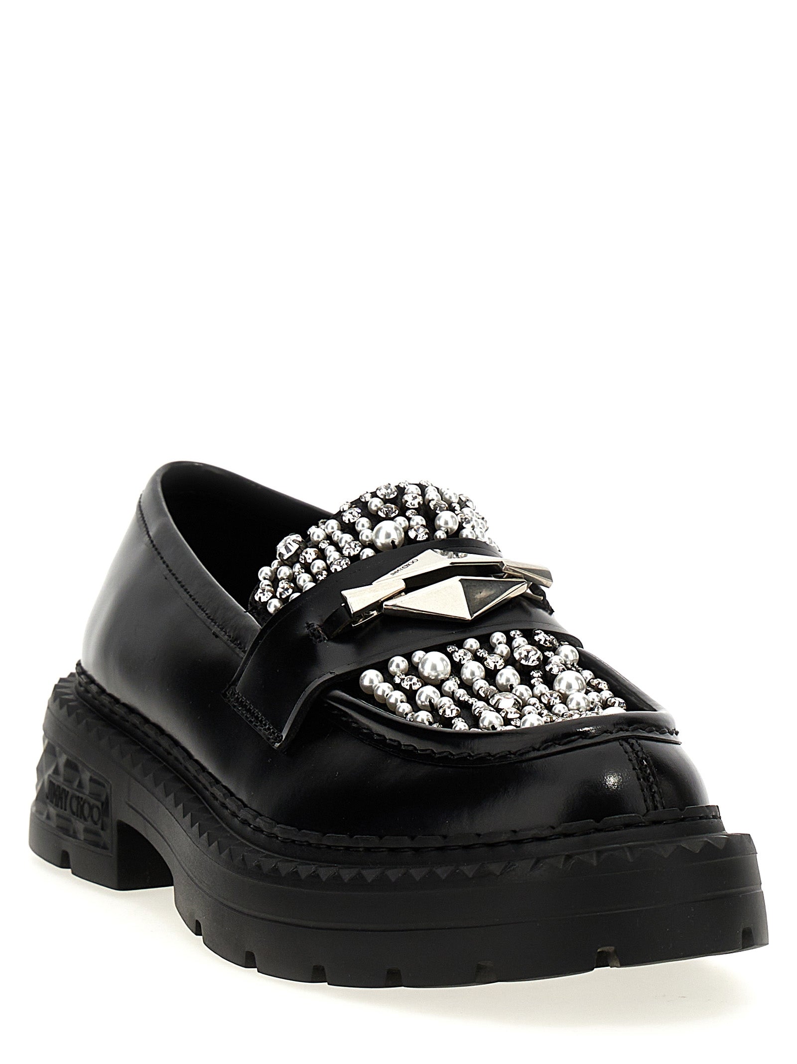 Jimmy Choo Black Calfskin Slip-On Loafers Jimmy Choo