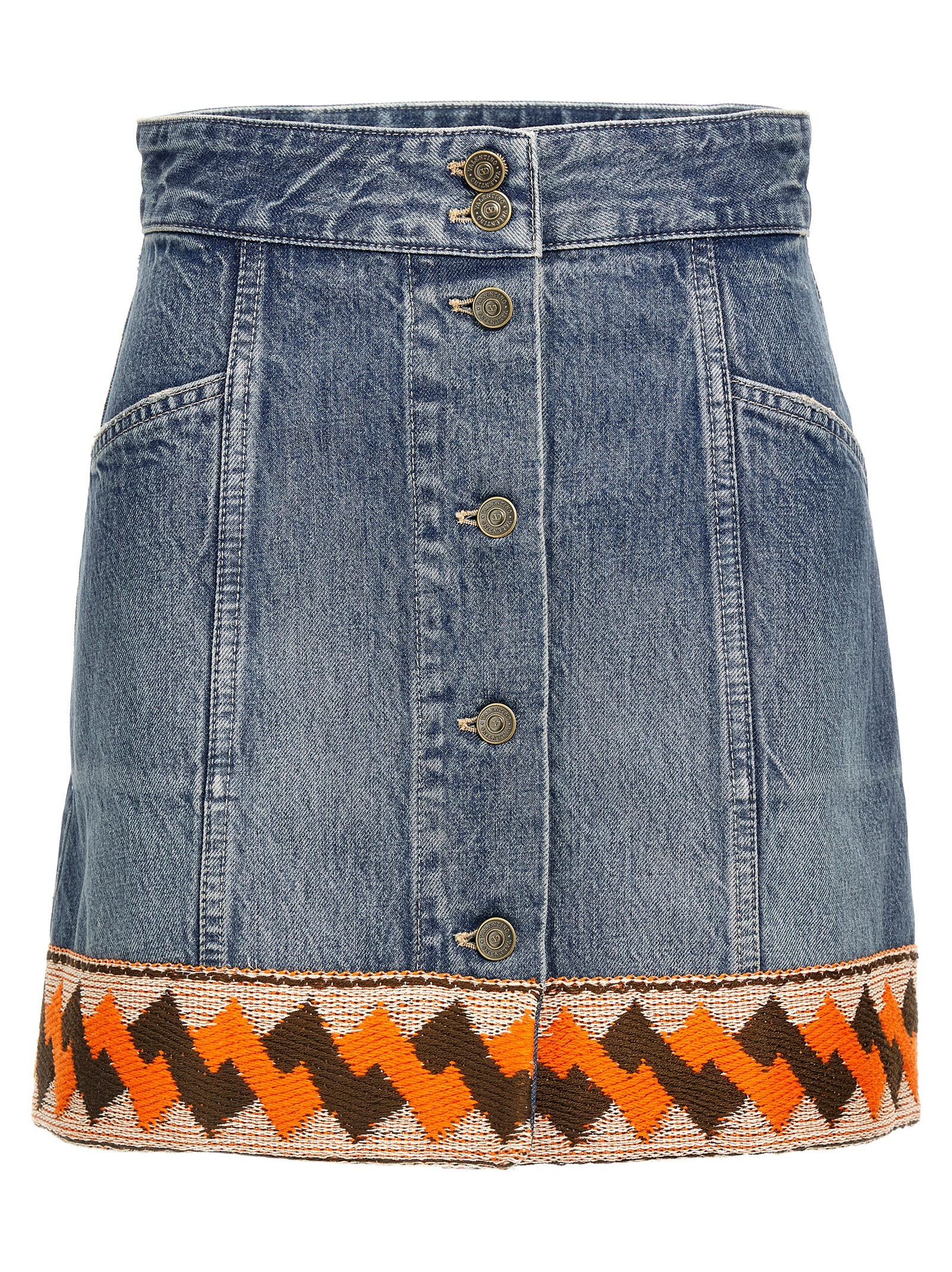 Valentino Garavani Multicolor Cotton Long Skirt Valentino Garavani