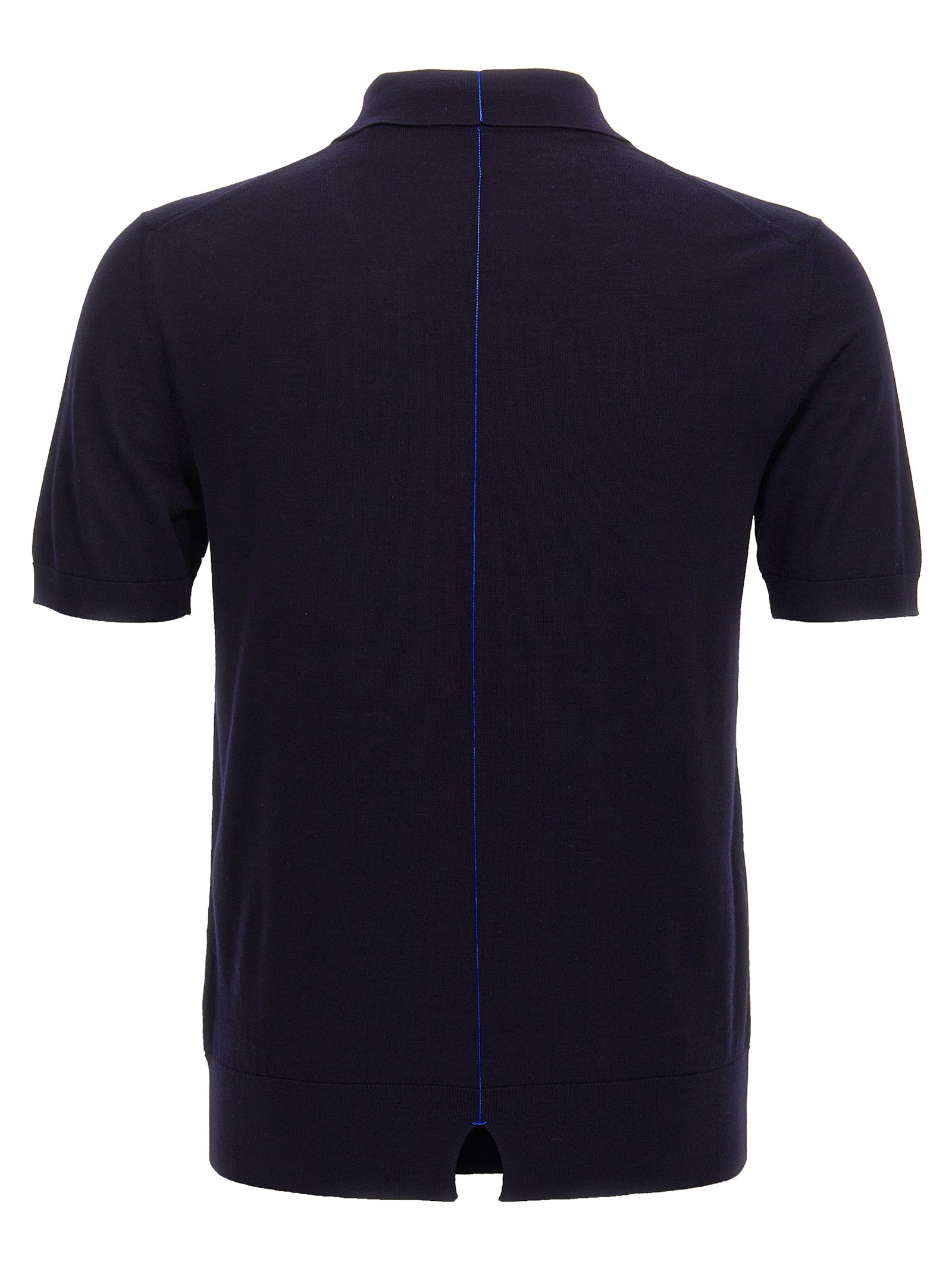 Burberry Blue Wool Polo Shirt Burberry