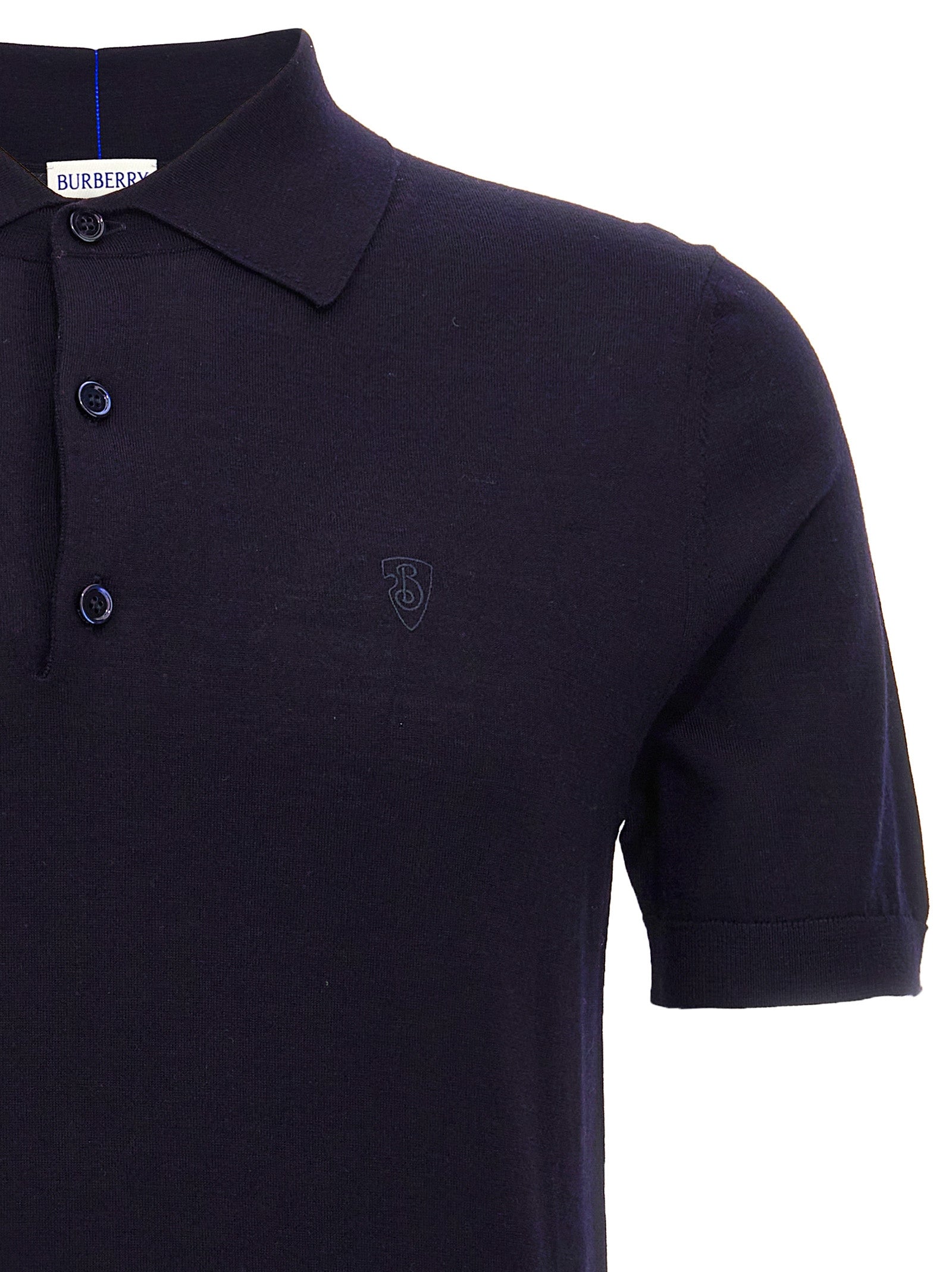 Burberry Blue Wool Polo Shirt Burberry