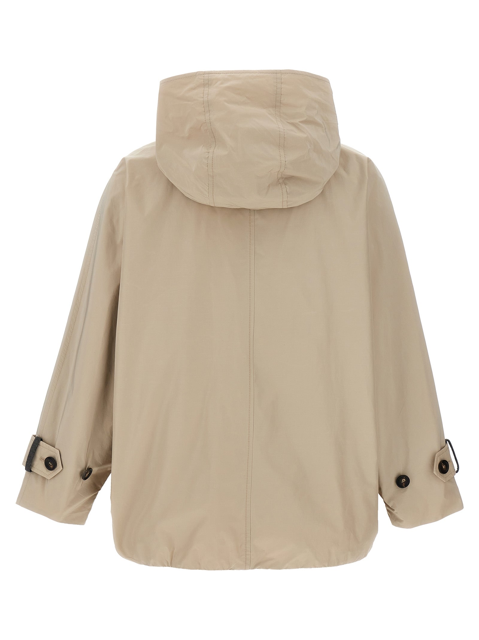 Brunello Cucinelli Beige Polyester Full-Length Jacket Brunello Cucinelli
