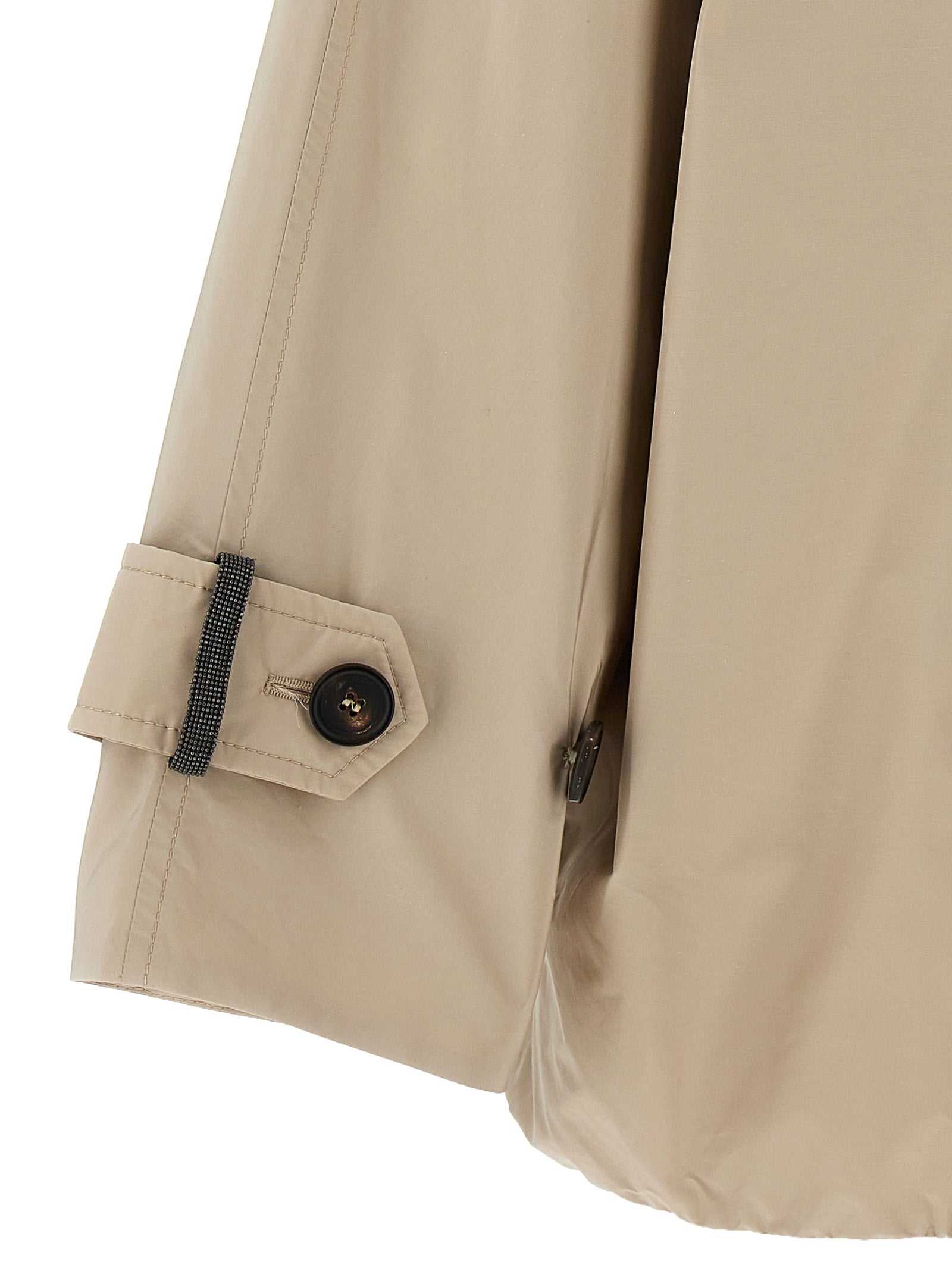 Brunello Cucinelli Beige Polyester Full-Length Jacket Brunello Cucinelli