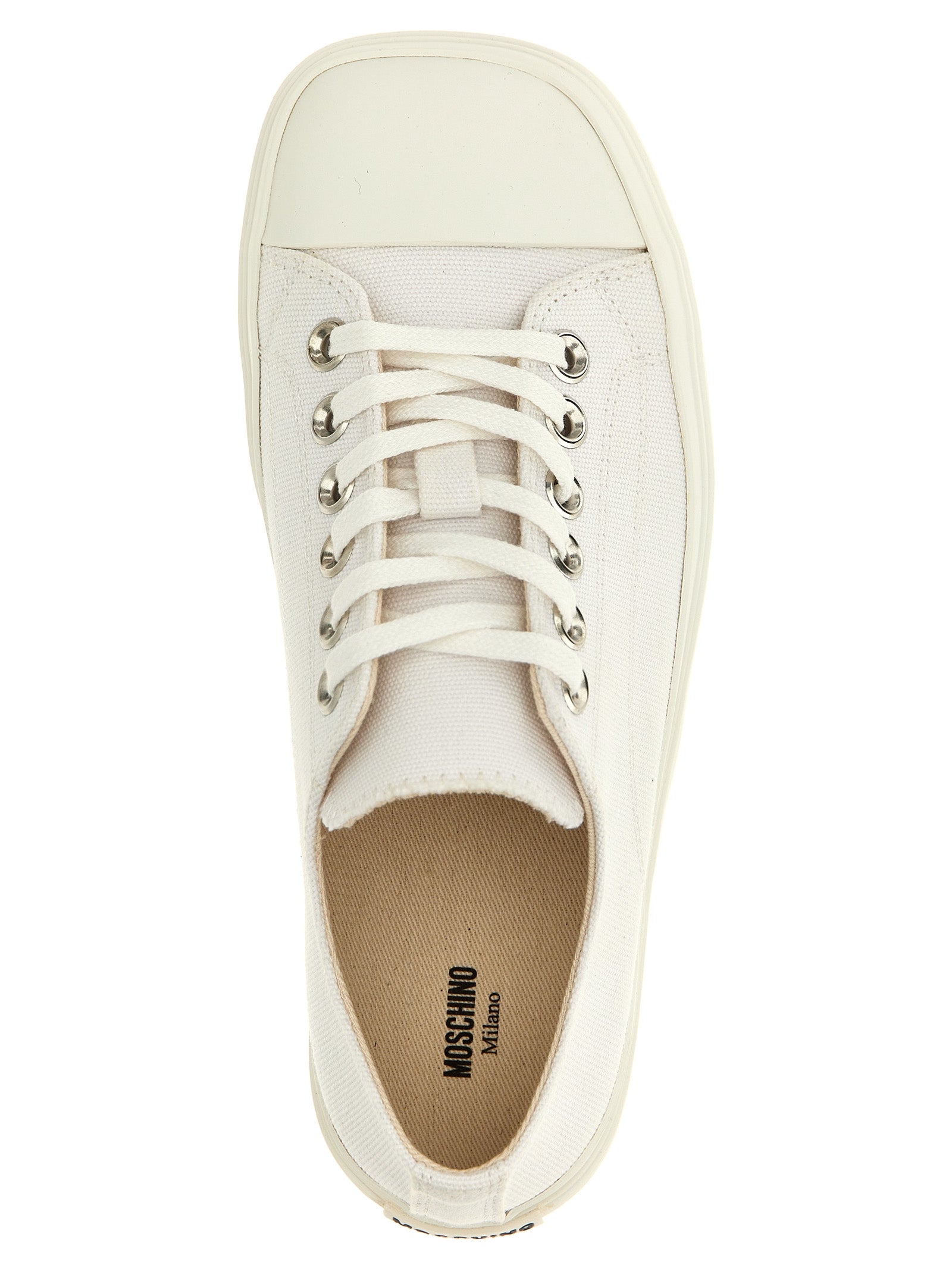 Moschino White Cotton Low Top Sneakers Moschino