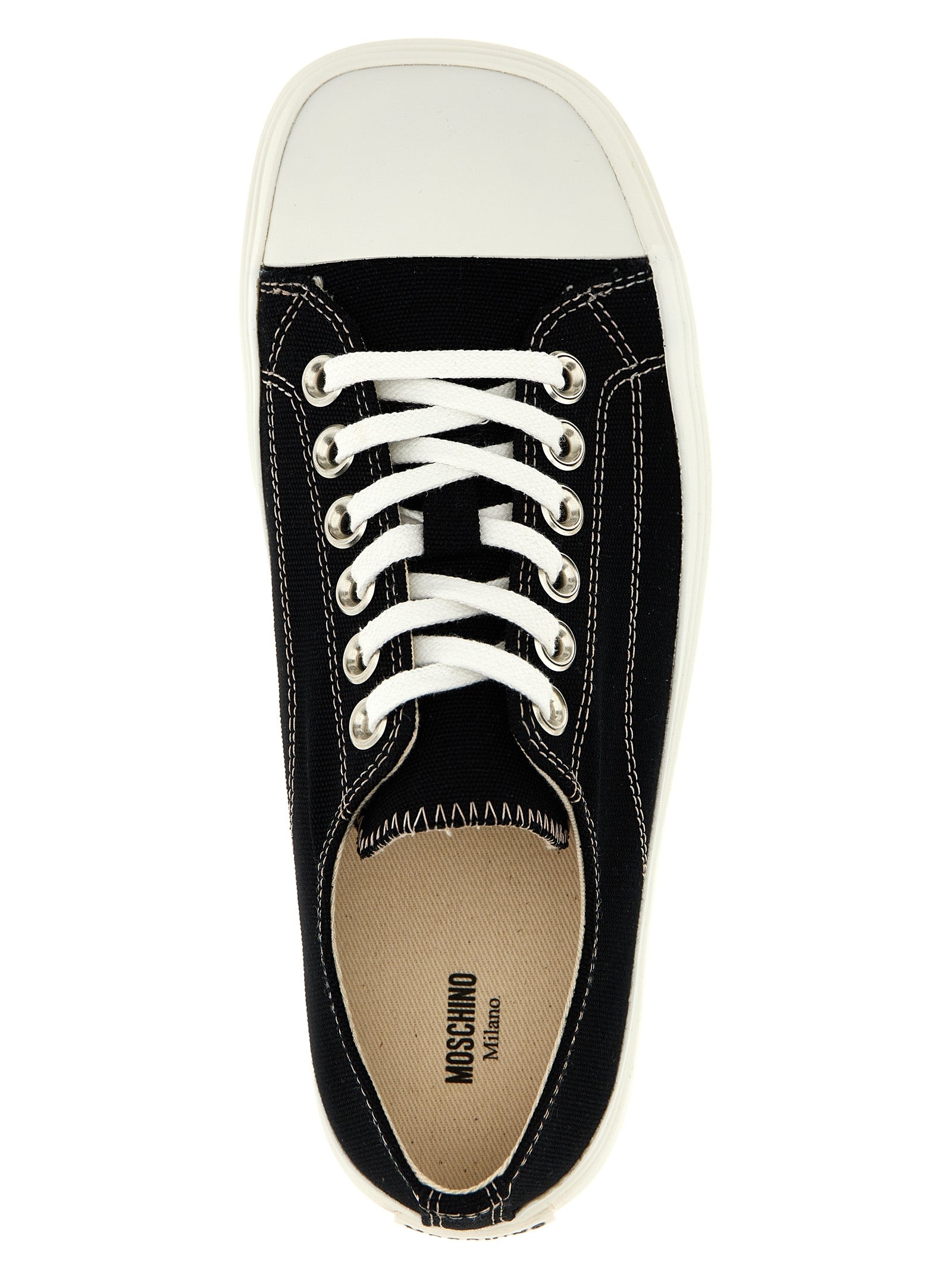 Moschino Black Cotton Low Top Sneakers Moschino