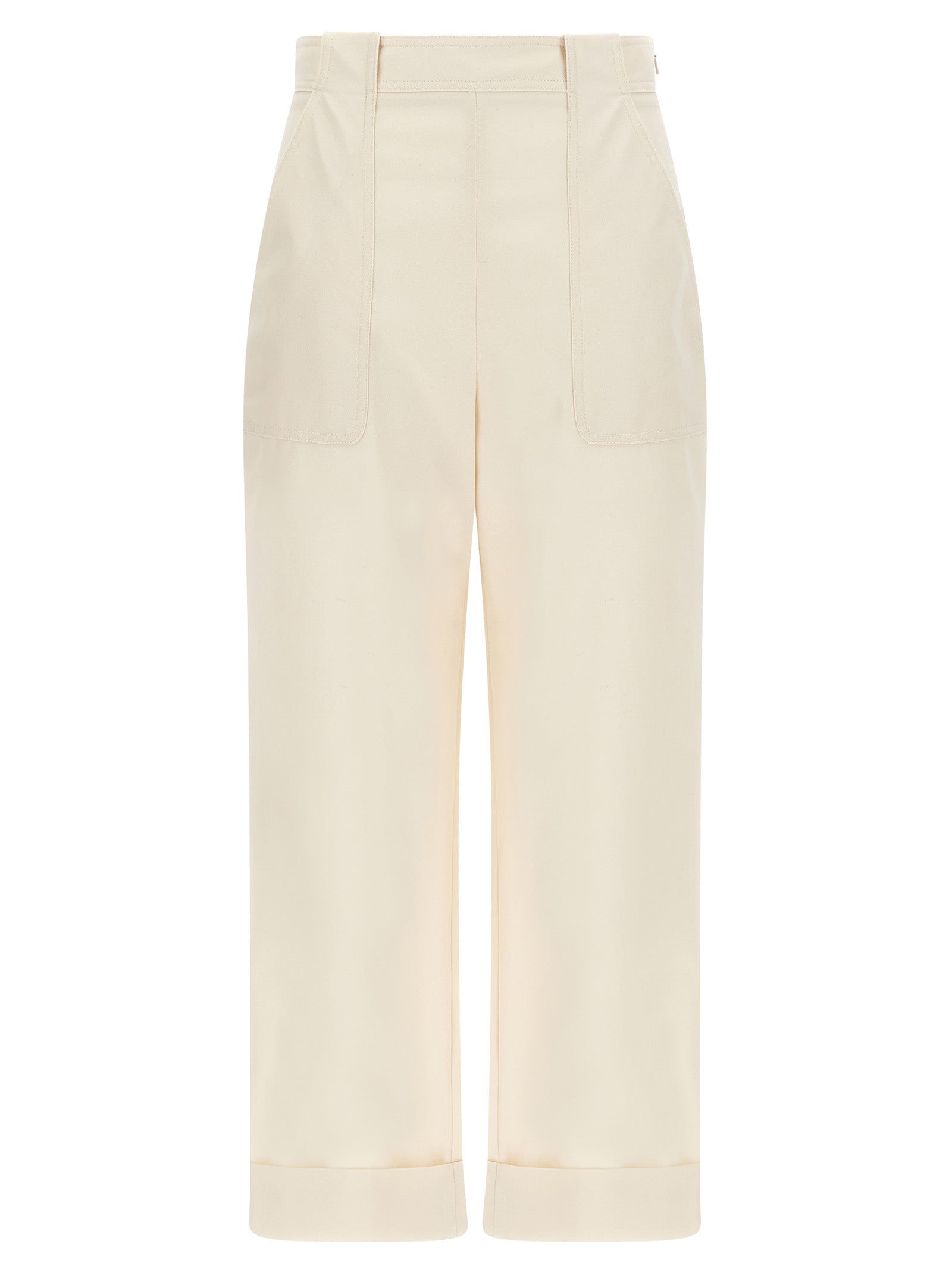 Max Mara White Cotton Casual Pants Max Mara
