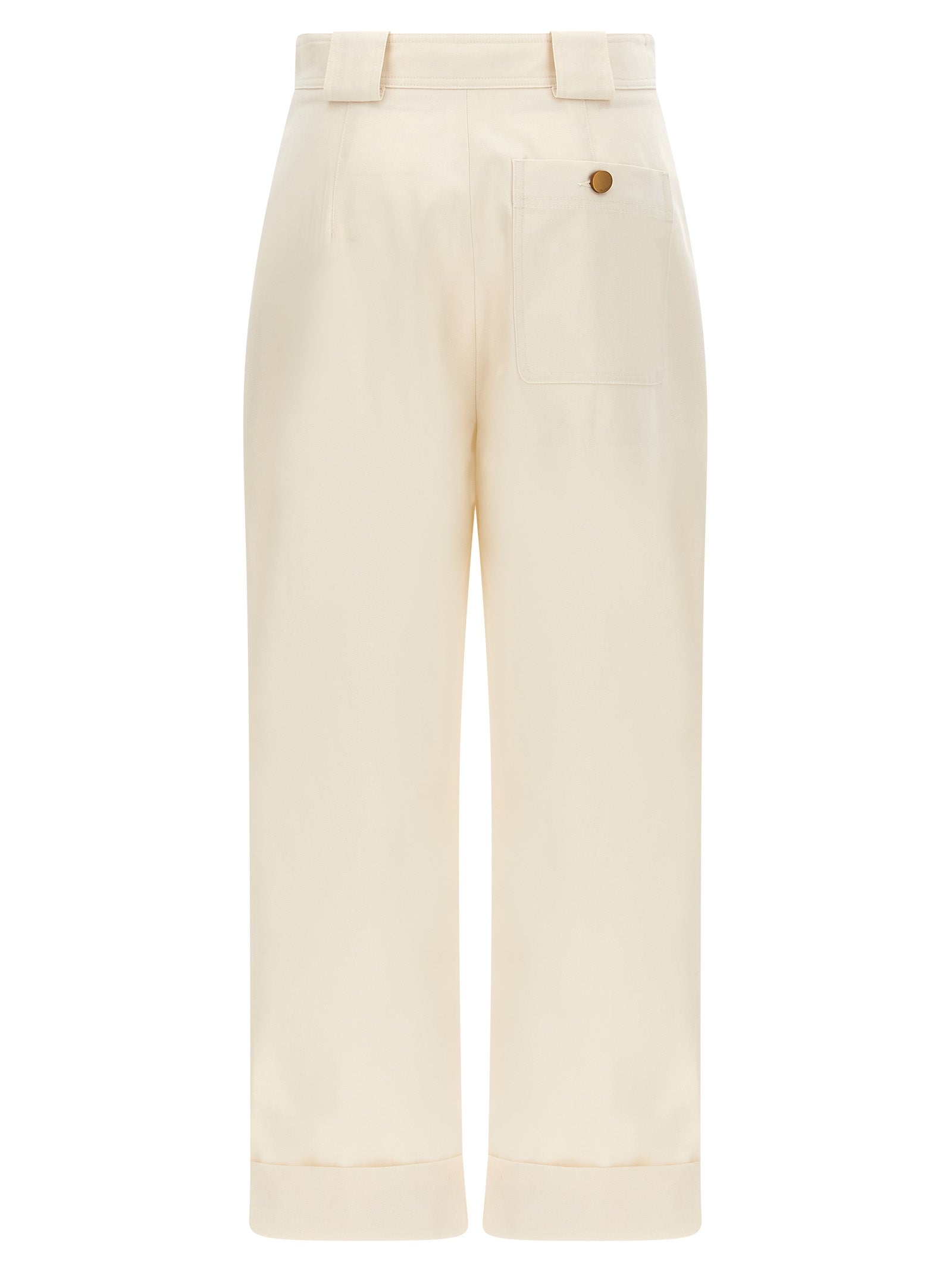 Max Mara White Cotton Casual Pants Max Mara