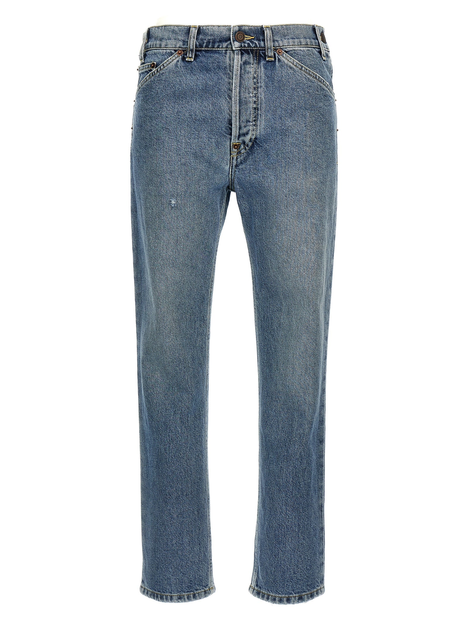 Moschino Blue Cotton Straight-Leg Jeans Moschino