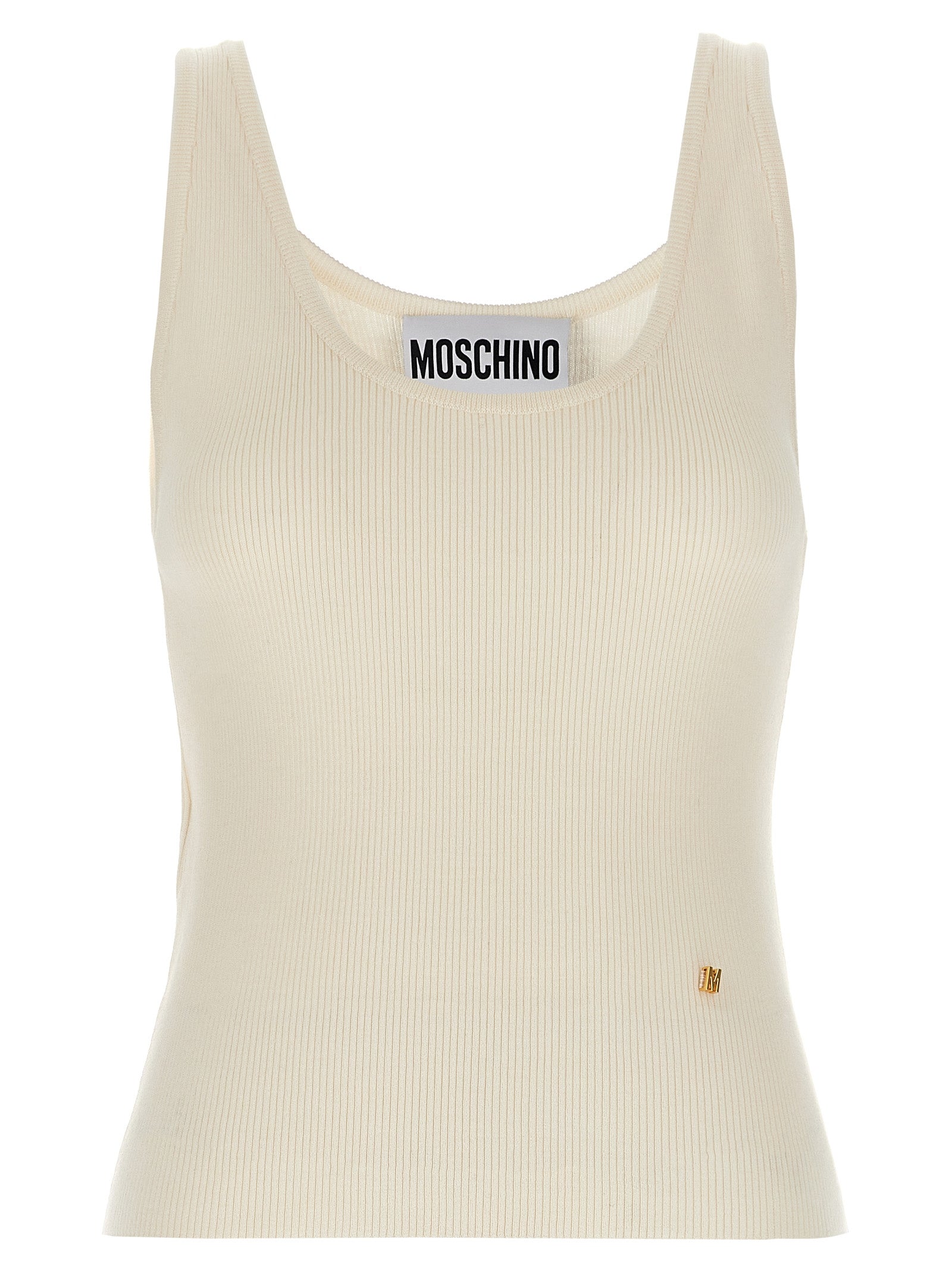 Moschino White Virgin Wool Sleeveles T-Shirt Moschino