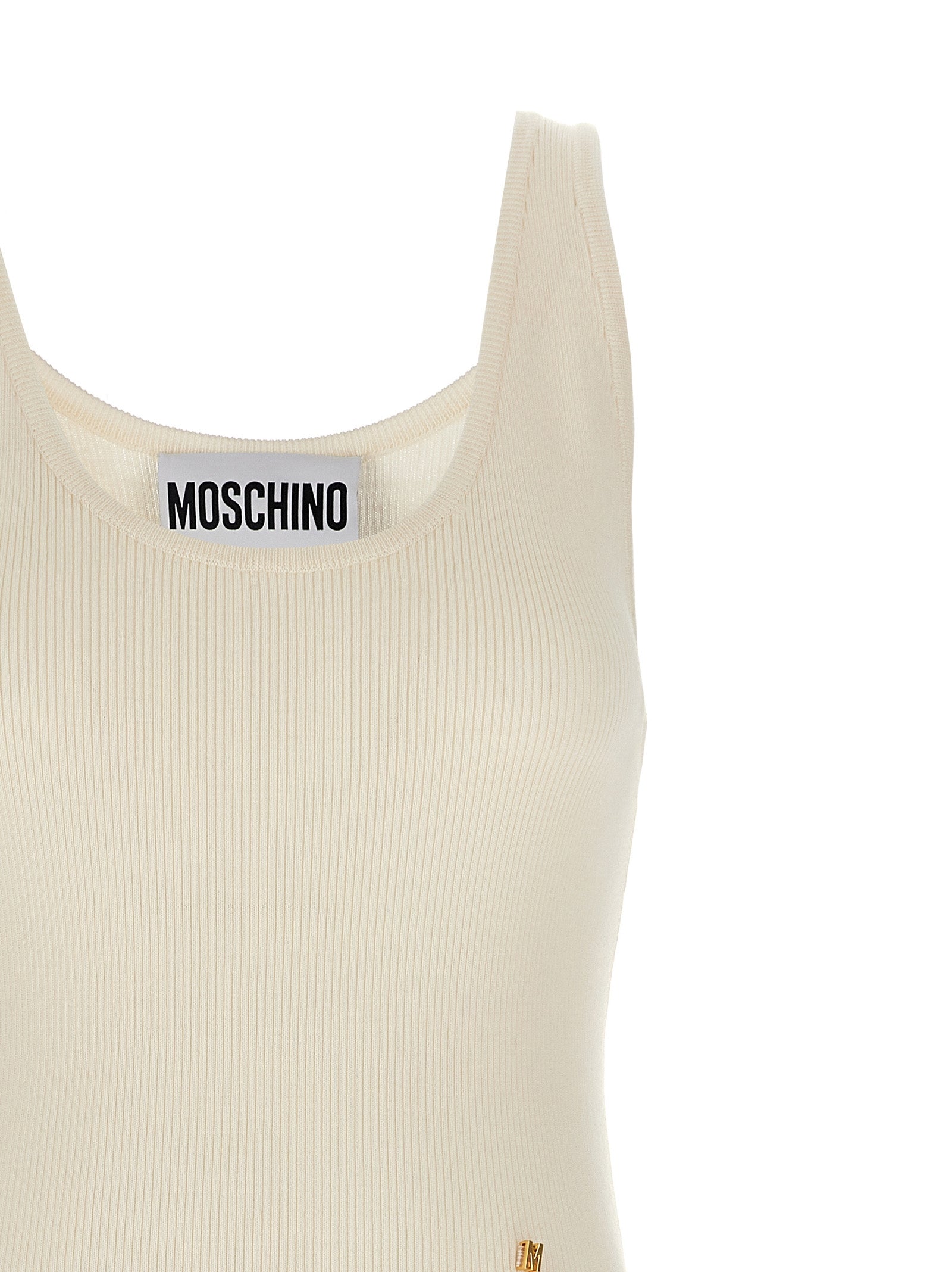 Moschino White Virgin Wool Sleeveles T-Shirt Moschino