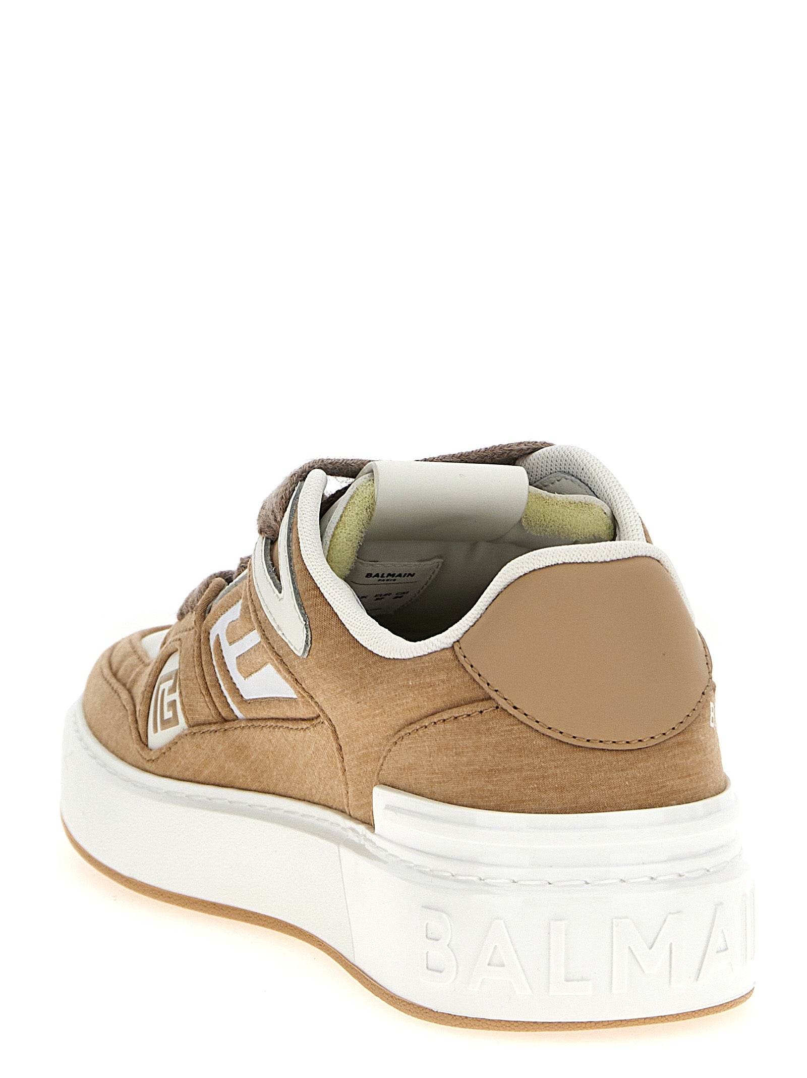Balmain Beige Polyester Low Top Sneakers Balmain