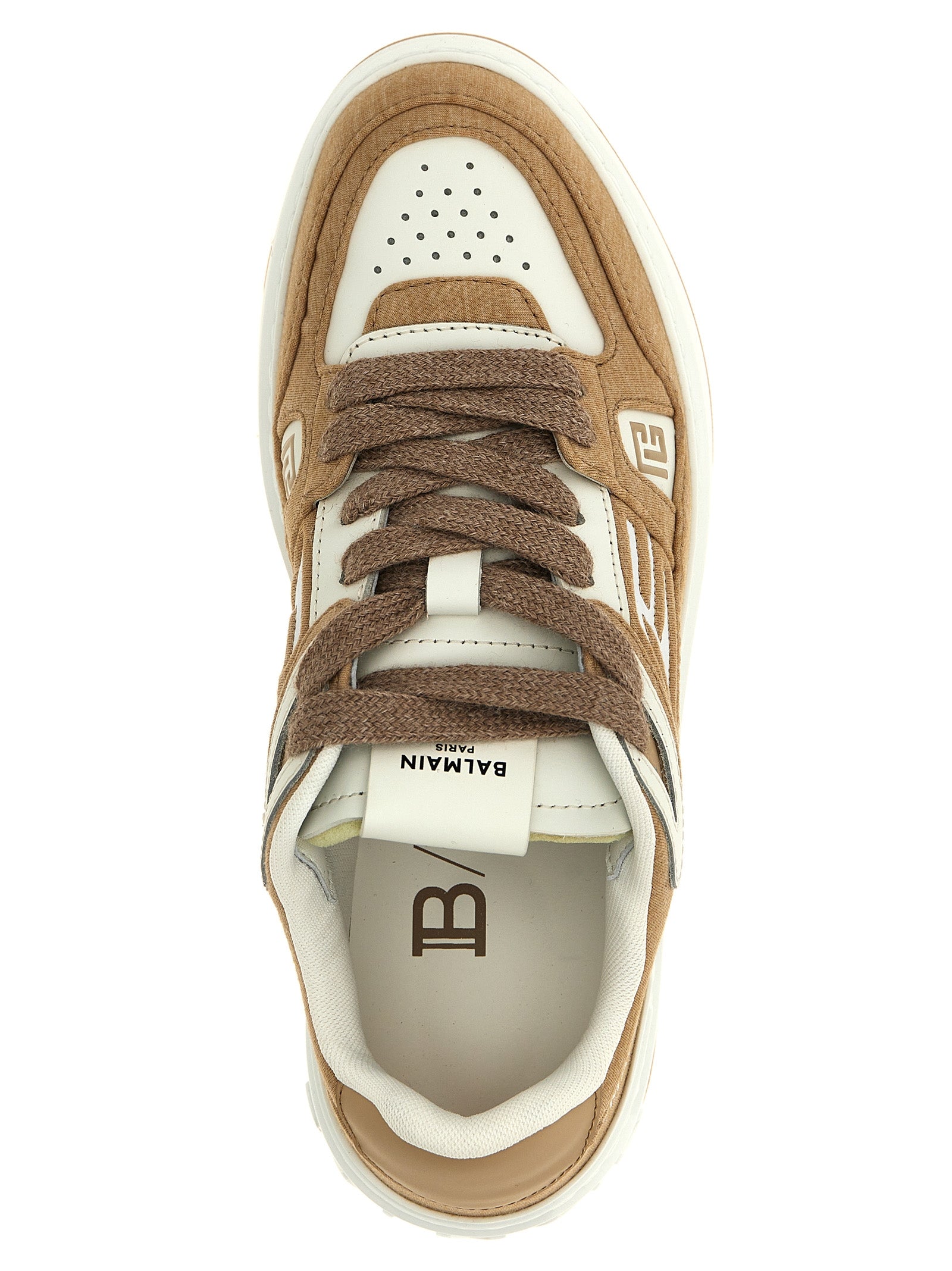Balmain Beige Polyester Low Top Sneakers Balmain