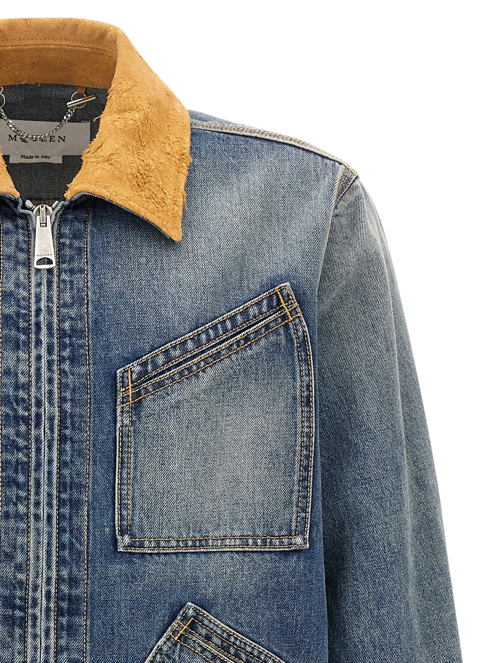 Alexander McQueen Blue Cotton Denim Jacket Alexander McQueen