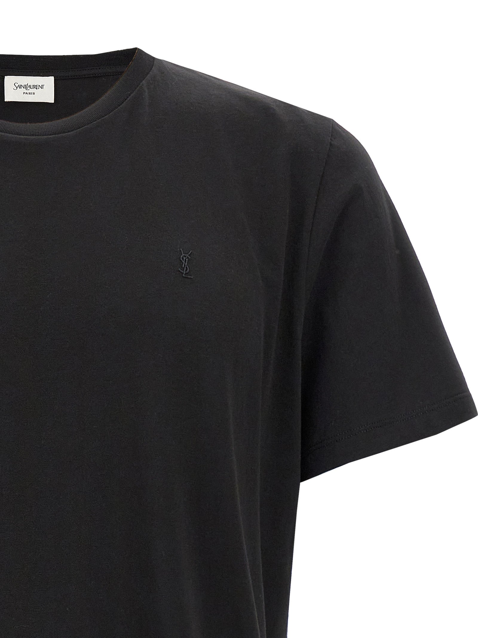 Saint Laurent Black Cotton T-Shirt Saint Laurent