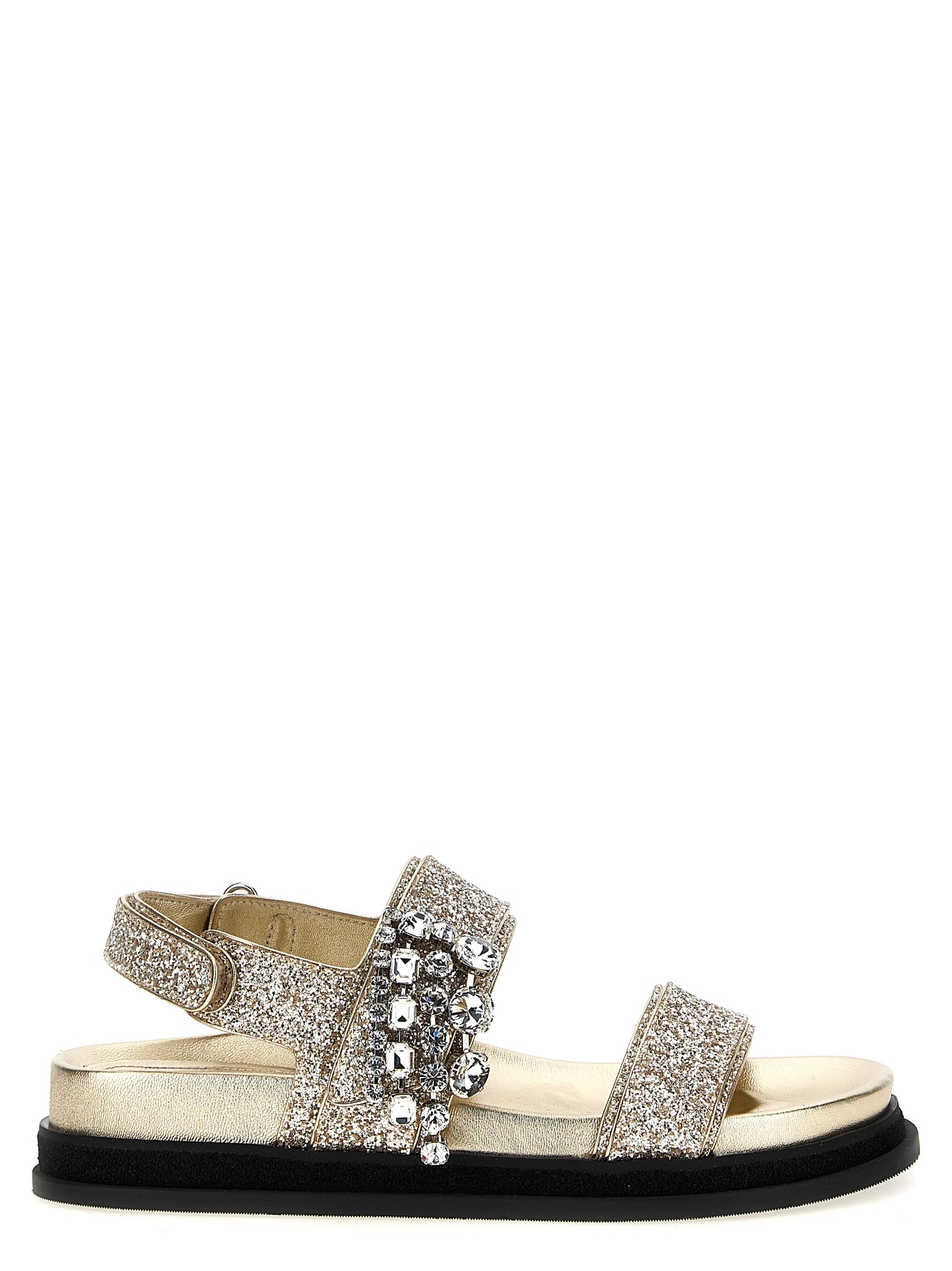 Jimmy Choo Gold Textile Flat Sandals Jimmy Choo