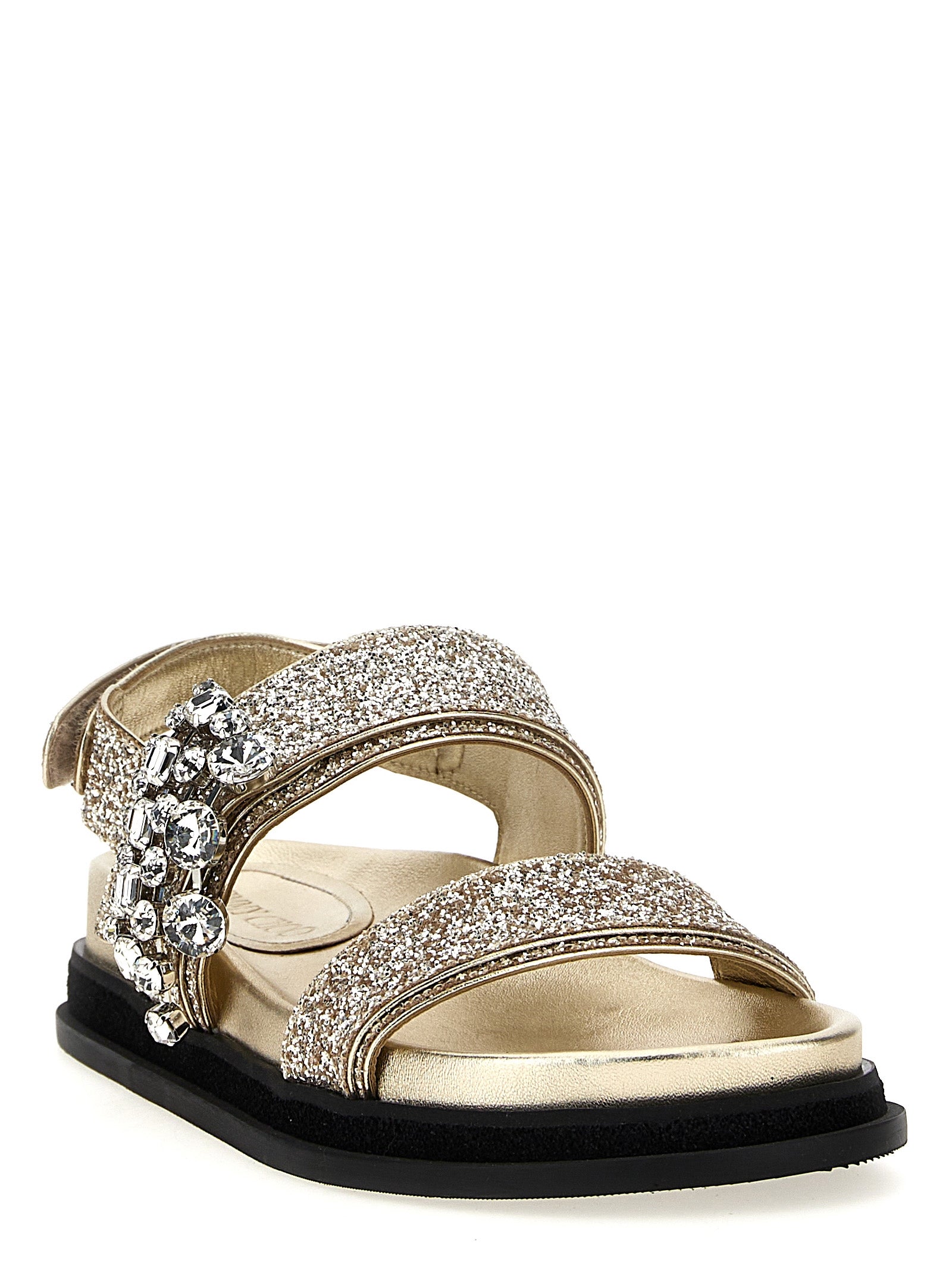 Jimmy Choo Gold Textile Flat Sandals Jimmy Choo