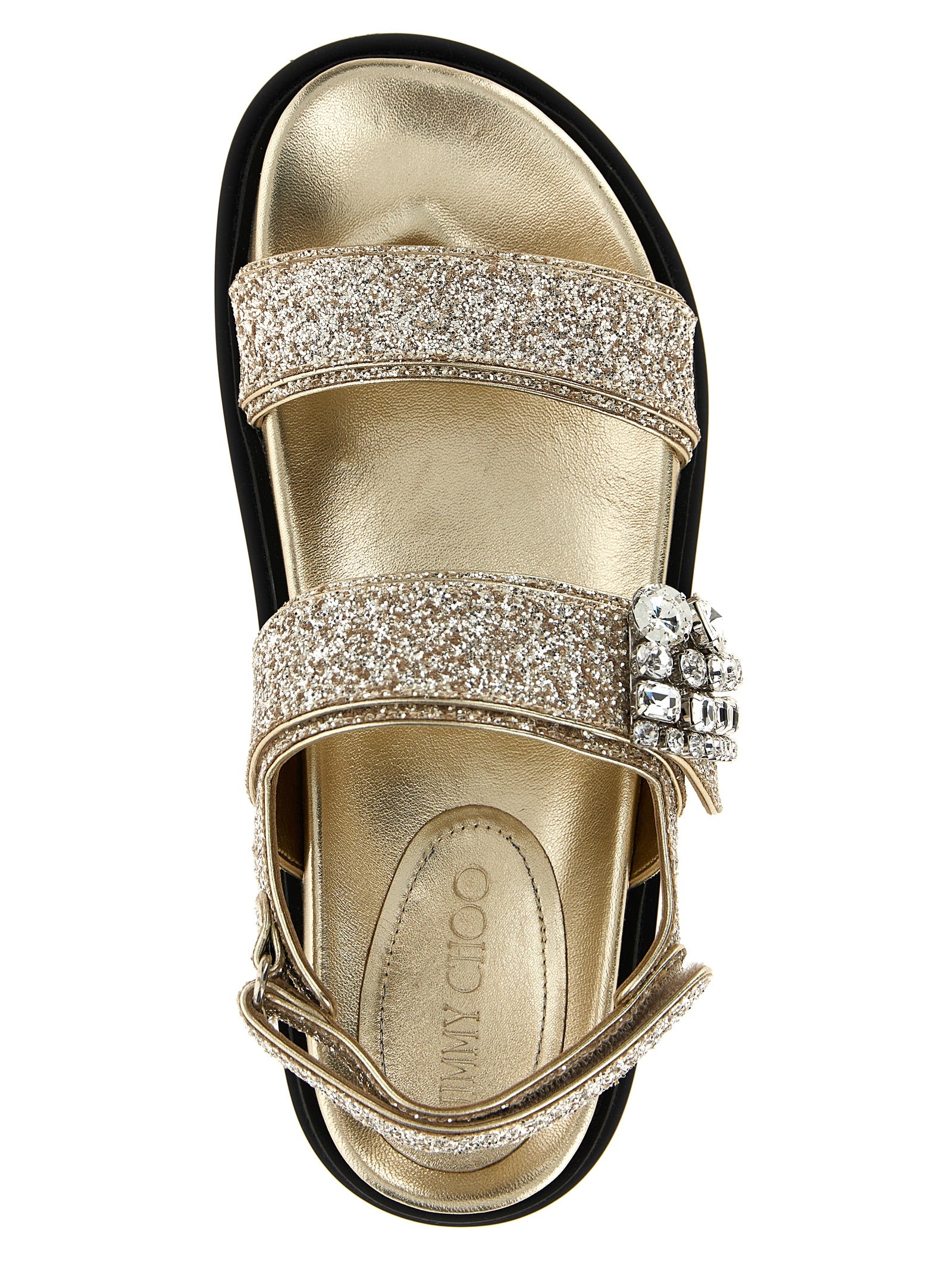 Jimmy Choo Gold Textile Flat Sandals Jimmy Choo