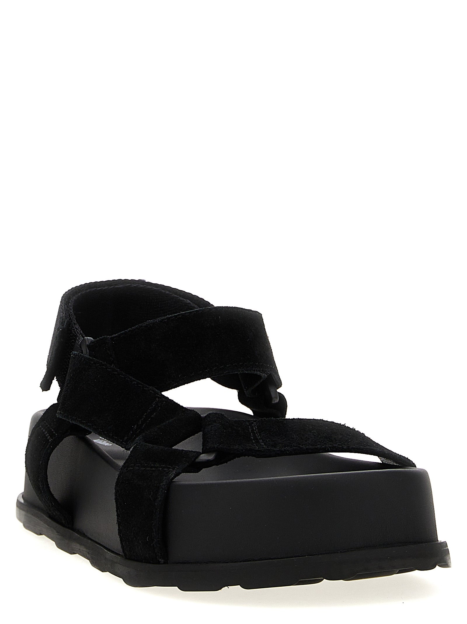 Moschino Black Calfskin Flat Sandals Moschino
