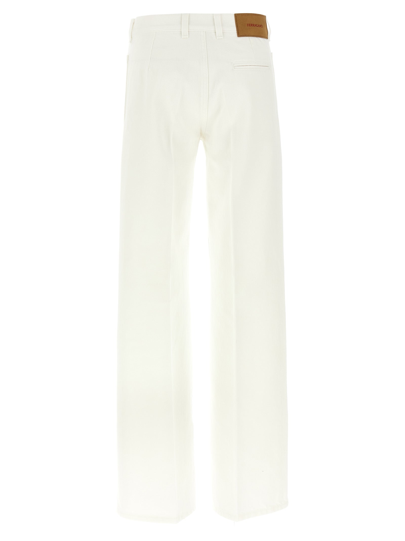 Ferragamo White Cotton Straight-Leg Jeans Ferragamo