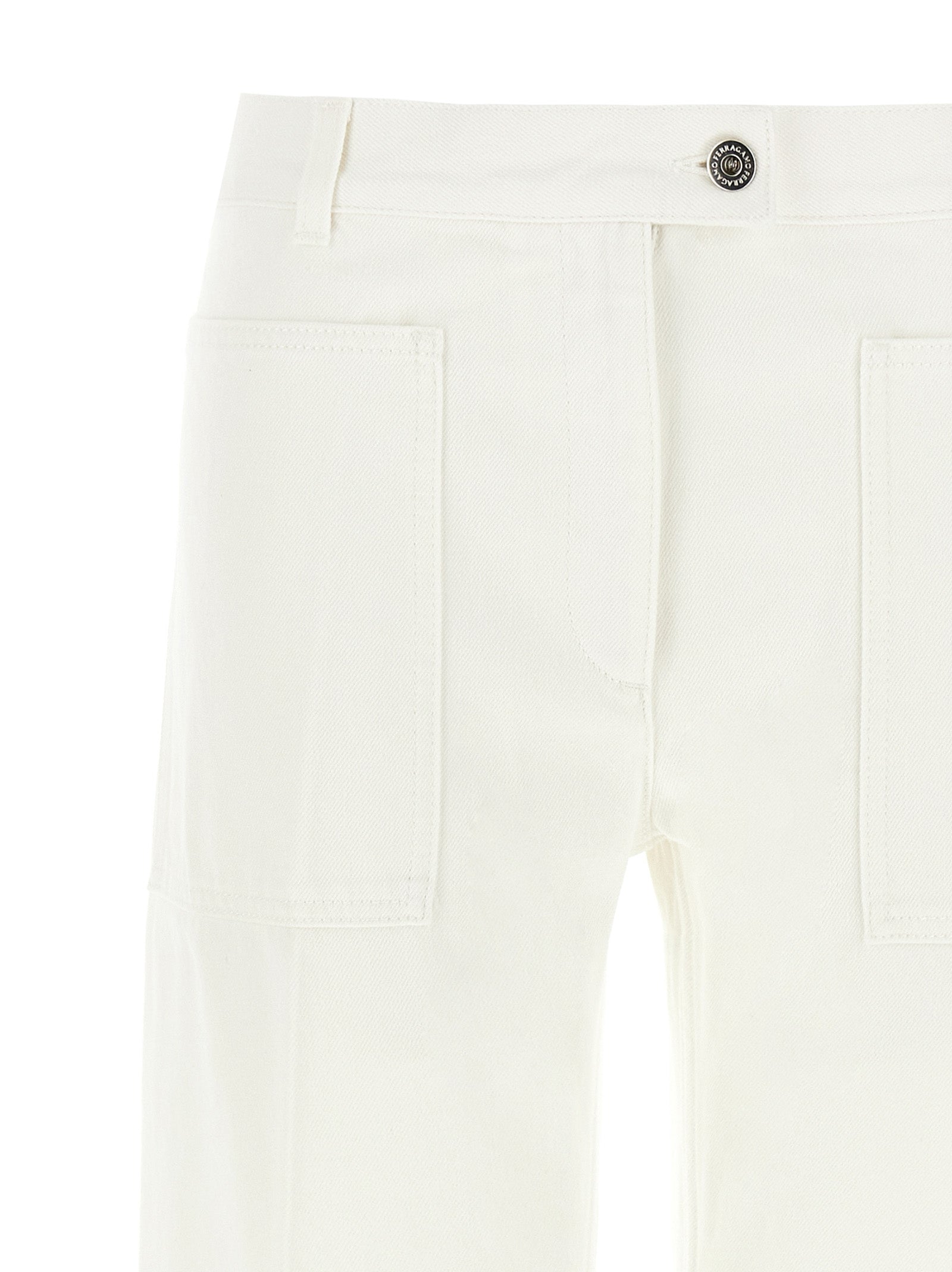 Ferragamo White Cotton Straight-Leg Jeans Ferragamo