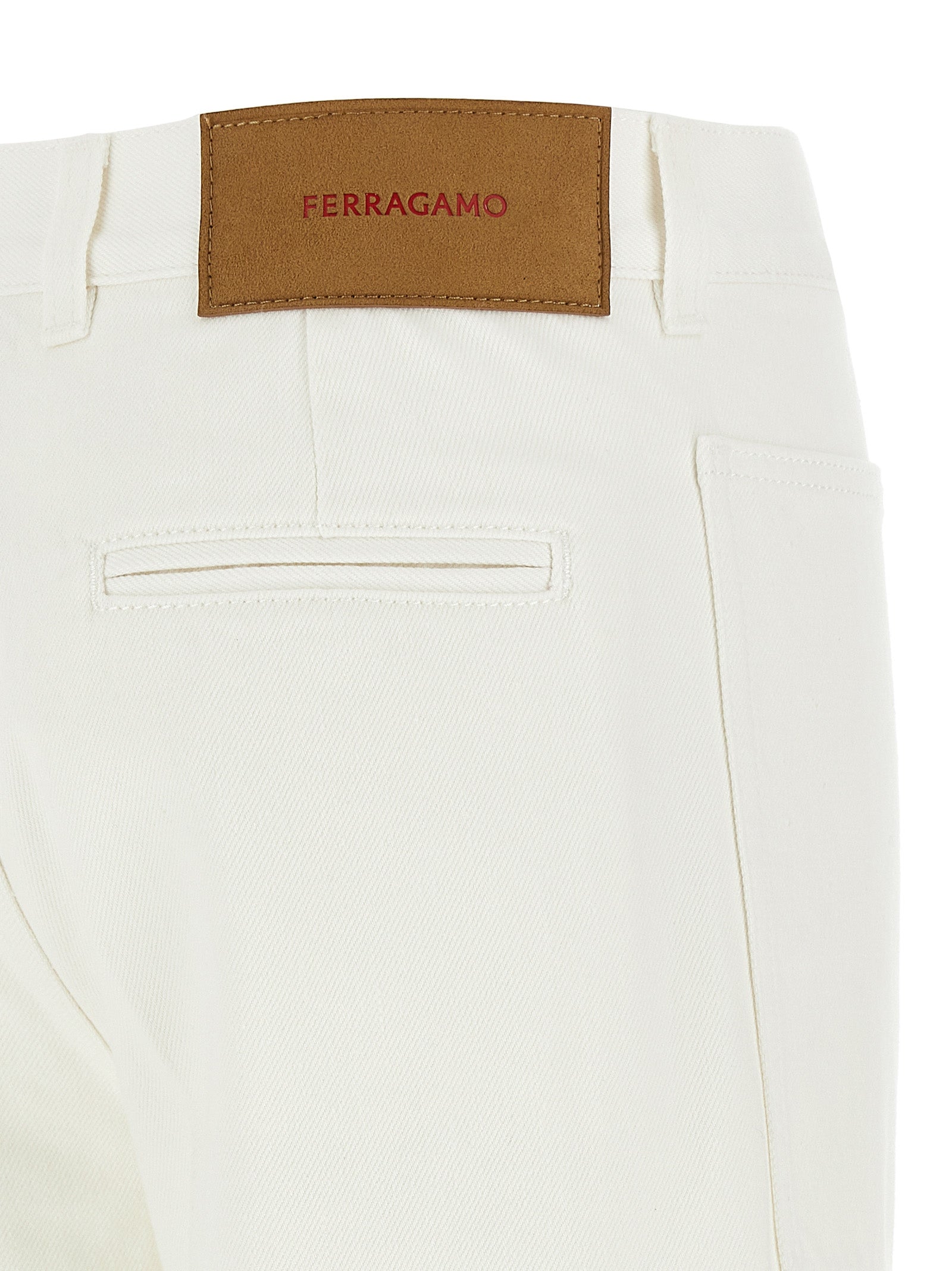 Ferragamo White Cotton Straight-Leg Jeans Ferragamo