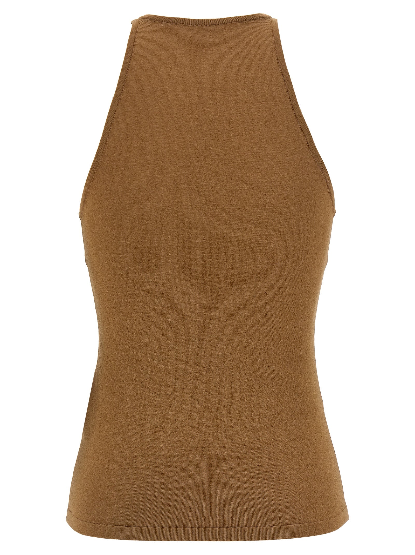 Max Mara Brown Viscose Sleeveles T-Shirt Max Mara
