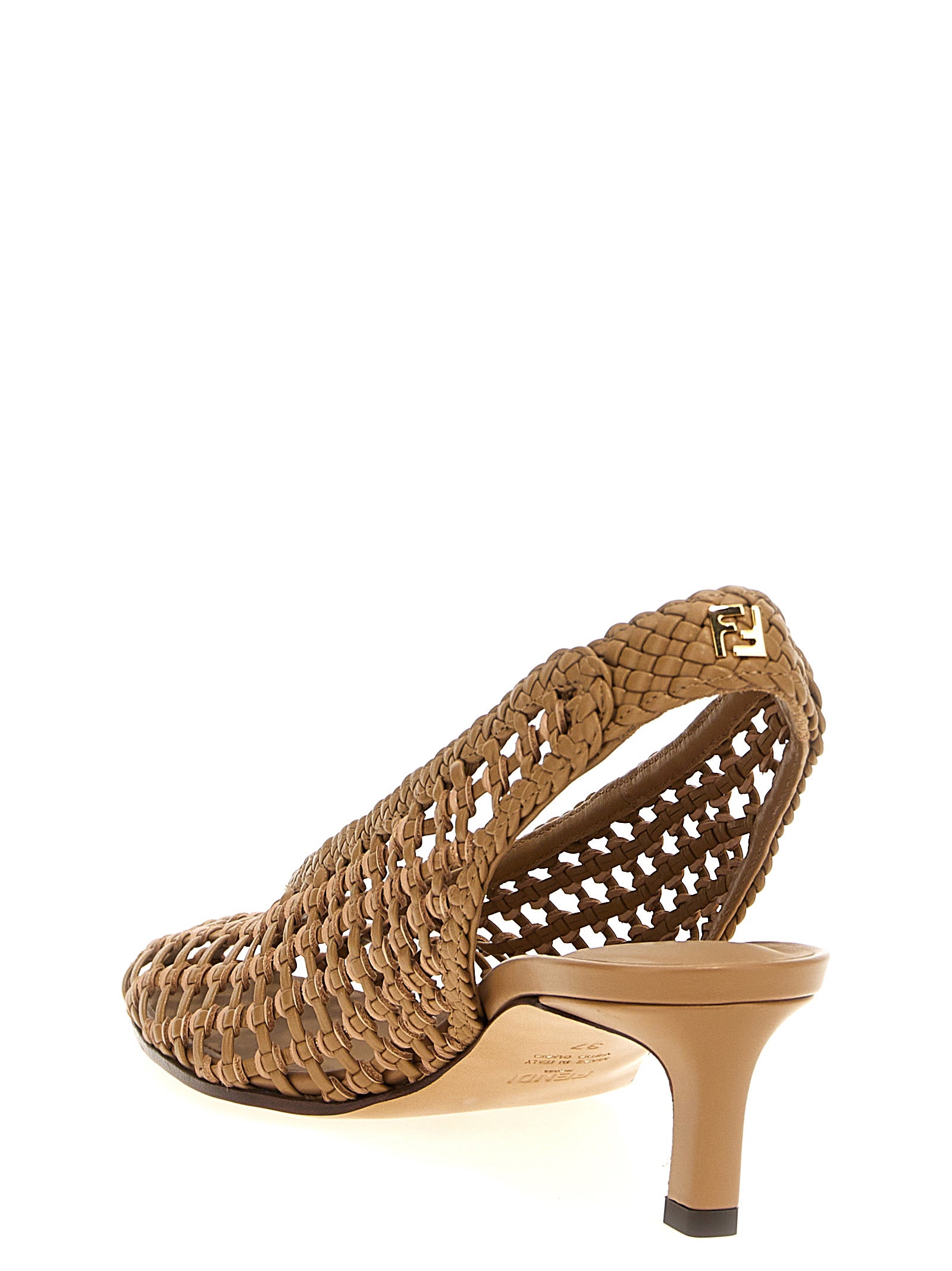 Fendi Brown Calfskin Mid Heel Pumps Fendi