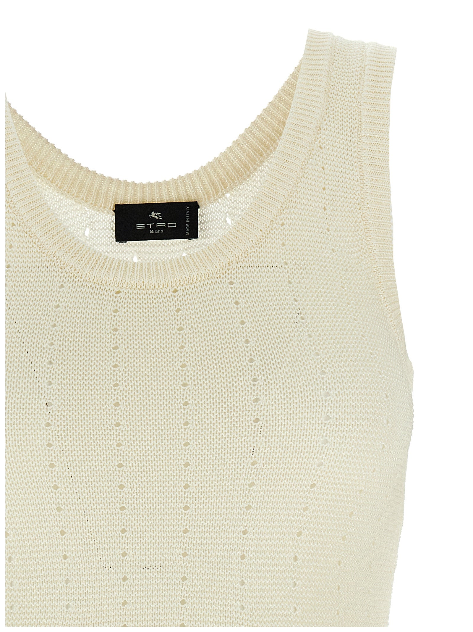 Etro White Silk Sleeveles T-Shirt Etro