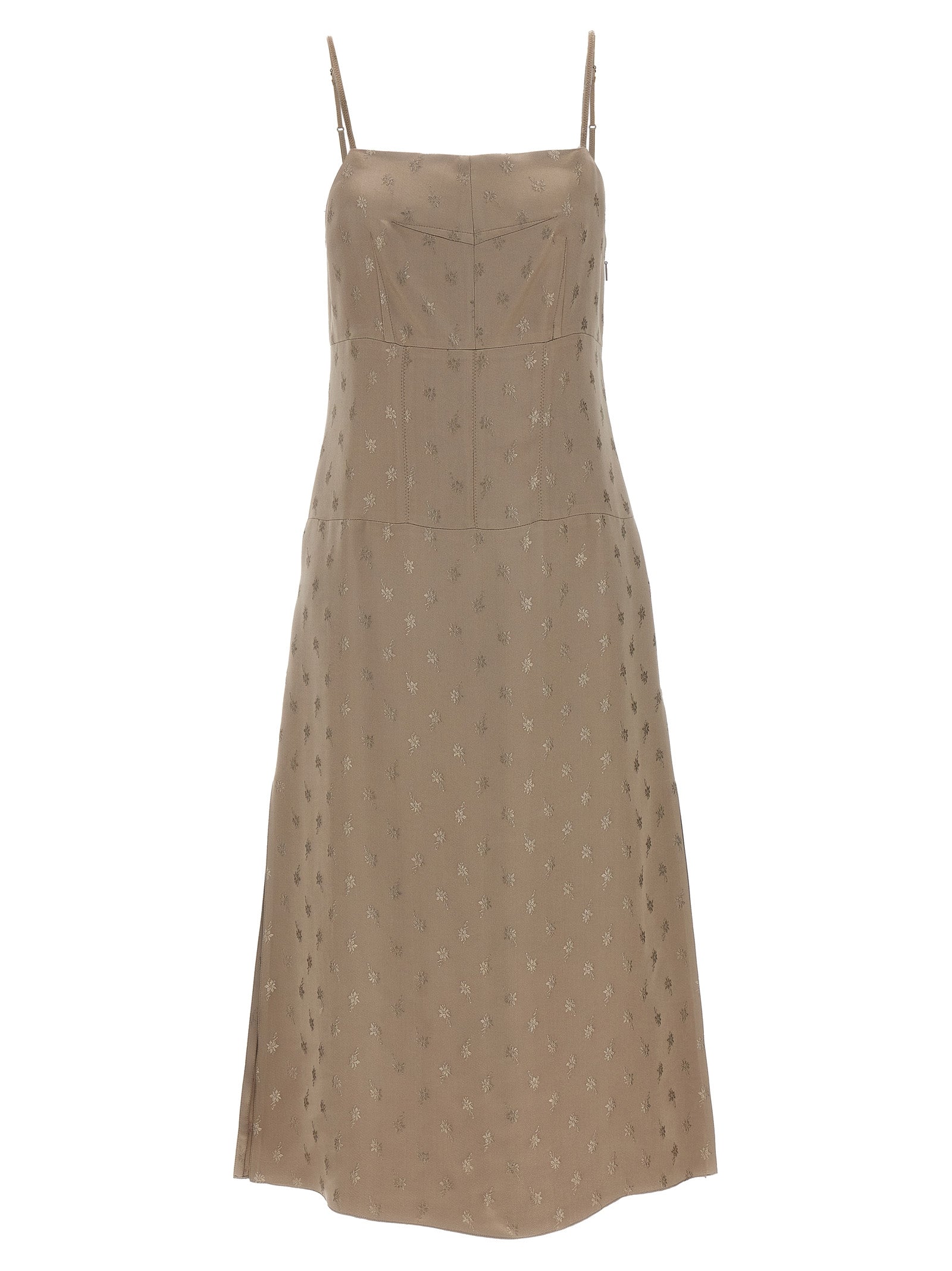 Fendi Gray Silk Midi Dress Fendi