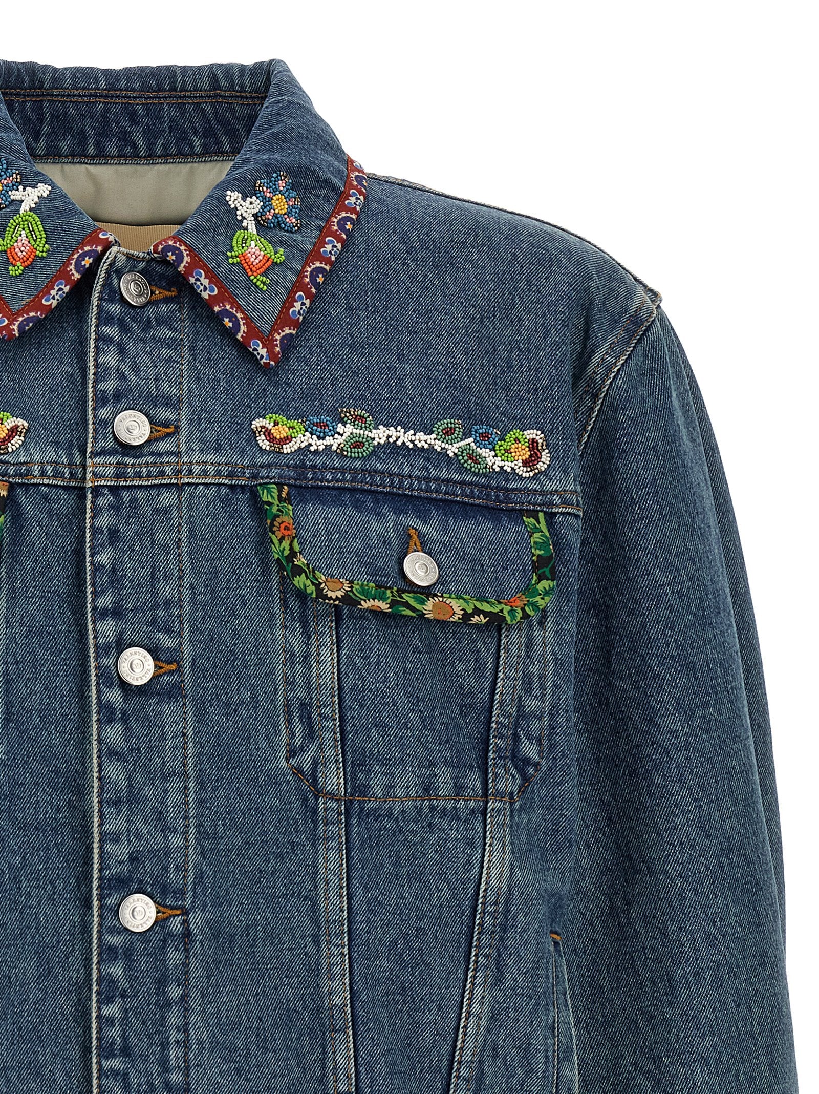 Valentino Garavani Blue Polyamide Denim Jacket Valentino Garavani