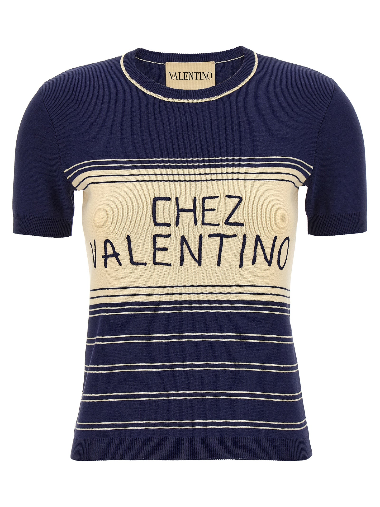 Valentino Garavani Blue Cotton T-Shirt Valentino Garavani