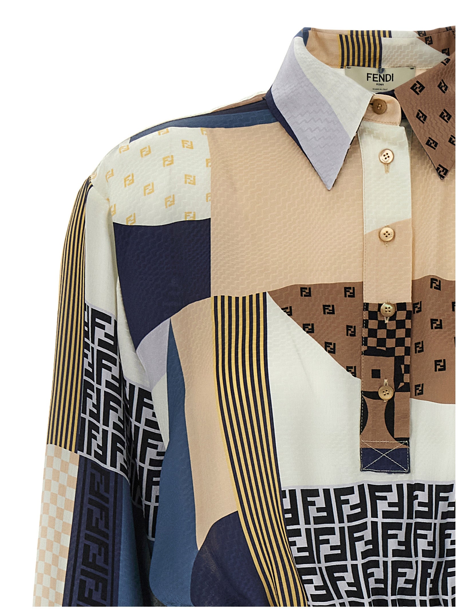 Fendi Multicolor Silk Midi Dress Fendi