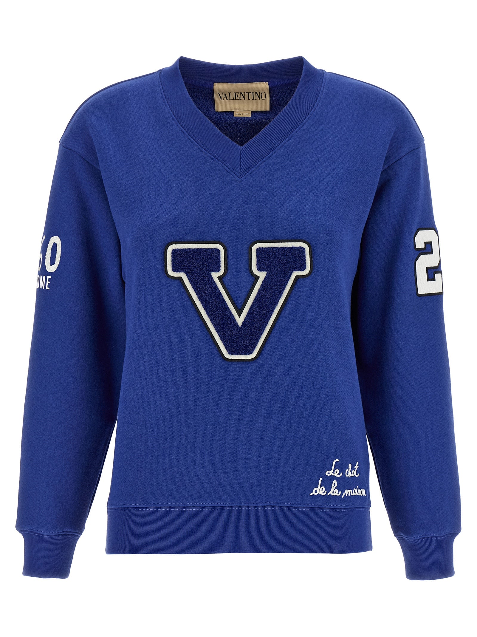 Valentino Garavani Blue Cotton Sweatshirt Valentino Garavani
