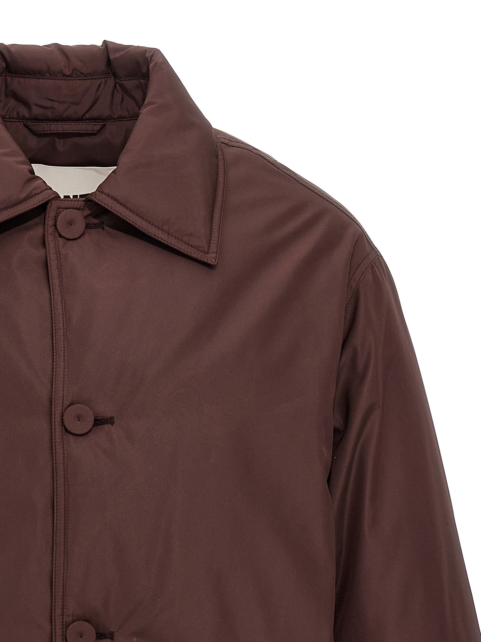 Jil Sander Brown Polyester Full-Length Jacket Jil Sander
