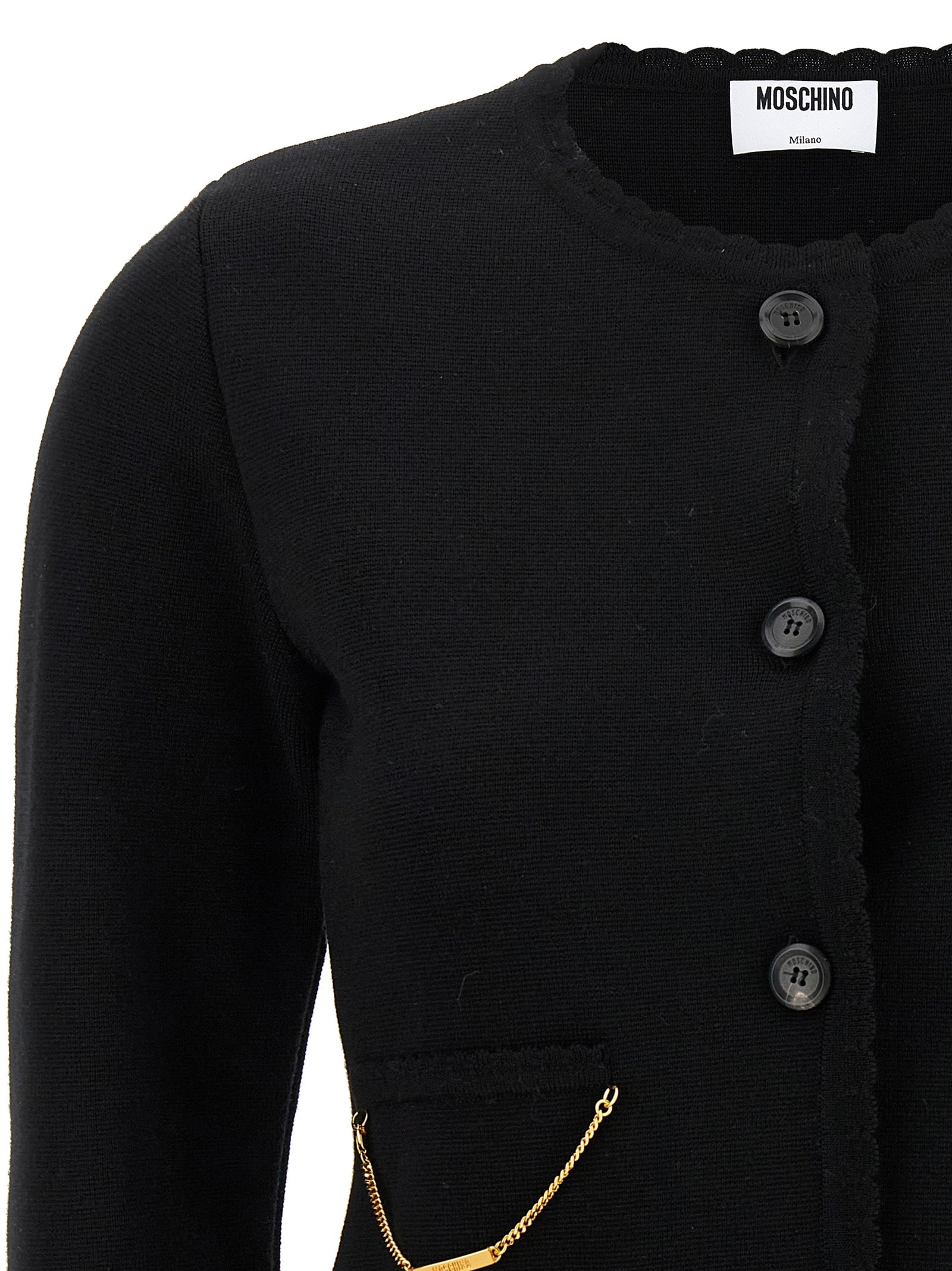 Moschino Black Virgin Wool Cardigan Moschino