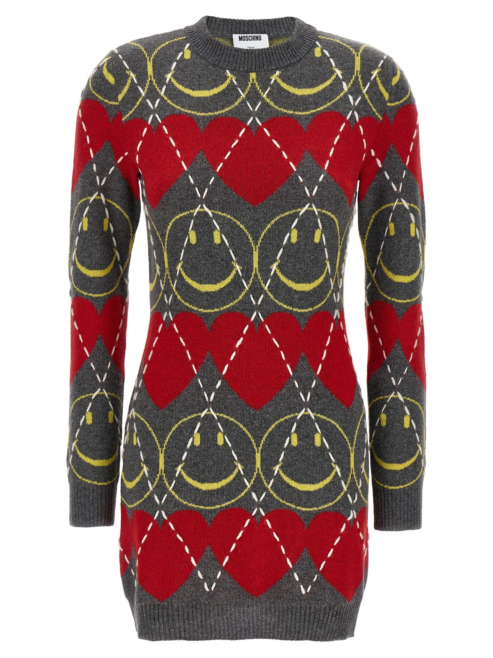 Moschino Multicolor Wool Short Dress Moschino