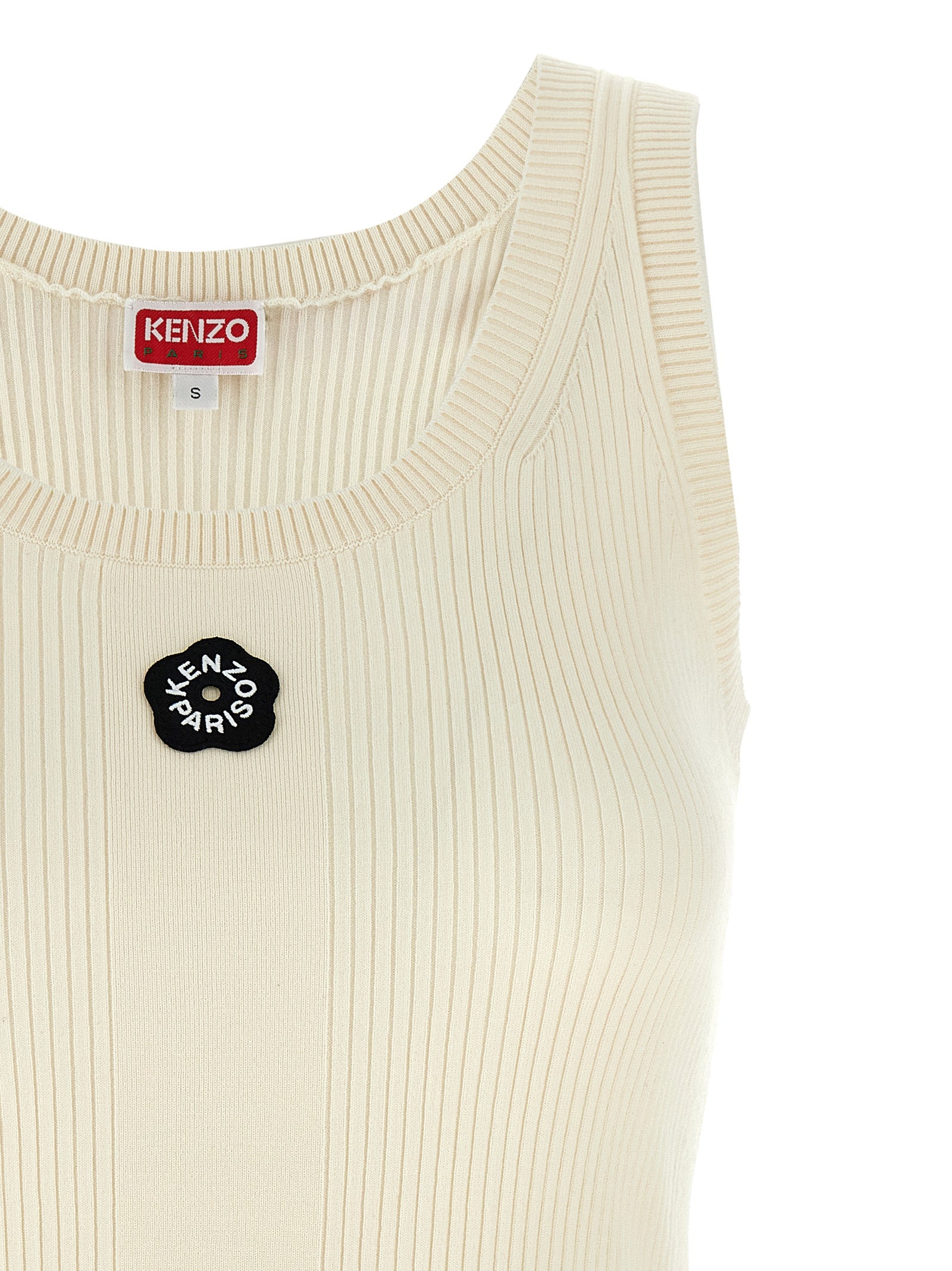 Kenzo White Viscose Sleeveles T-Shirt Kenzo