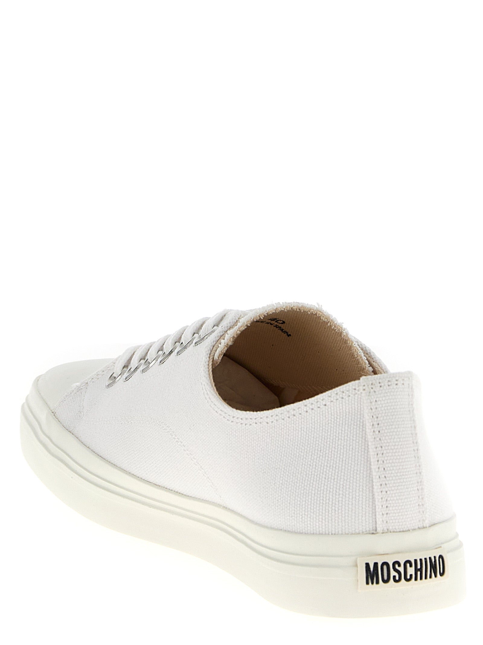 Moschino White Cotton Low Top Sneakers Moschino
