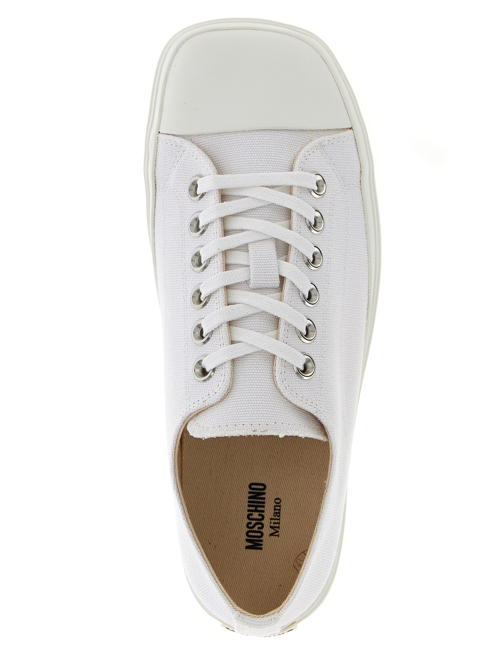 Moschino White Cotton Low Top Sneakers Moschino