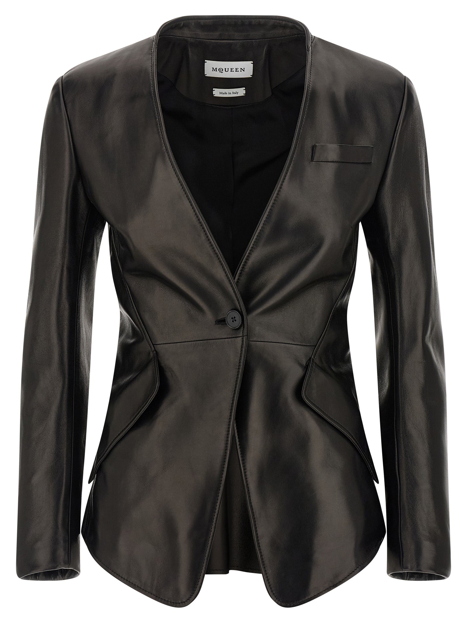 Alexander McQueen Black Lamb Leather Blazer Alexander McQueen
