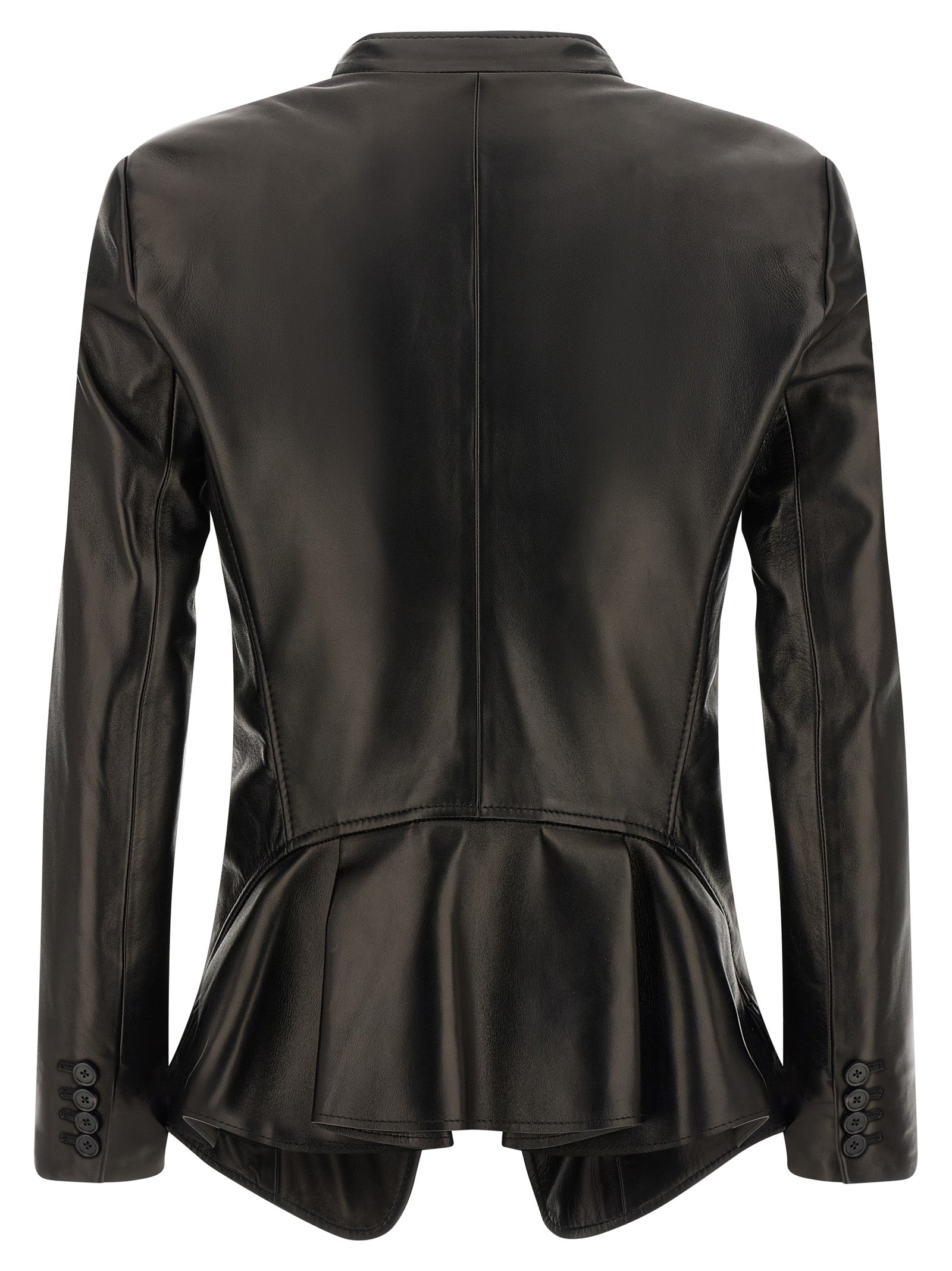 Alexander McQueen Black Lamb Leather Blazer Alexander McQueen