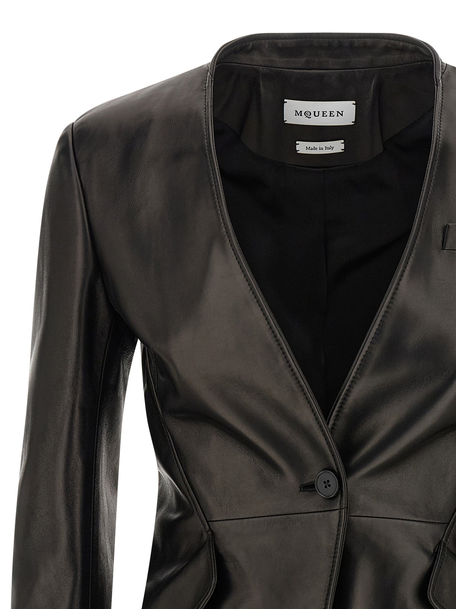 Alexander McQueen Black Lamb Leather Blazer Alexander McQueen