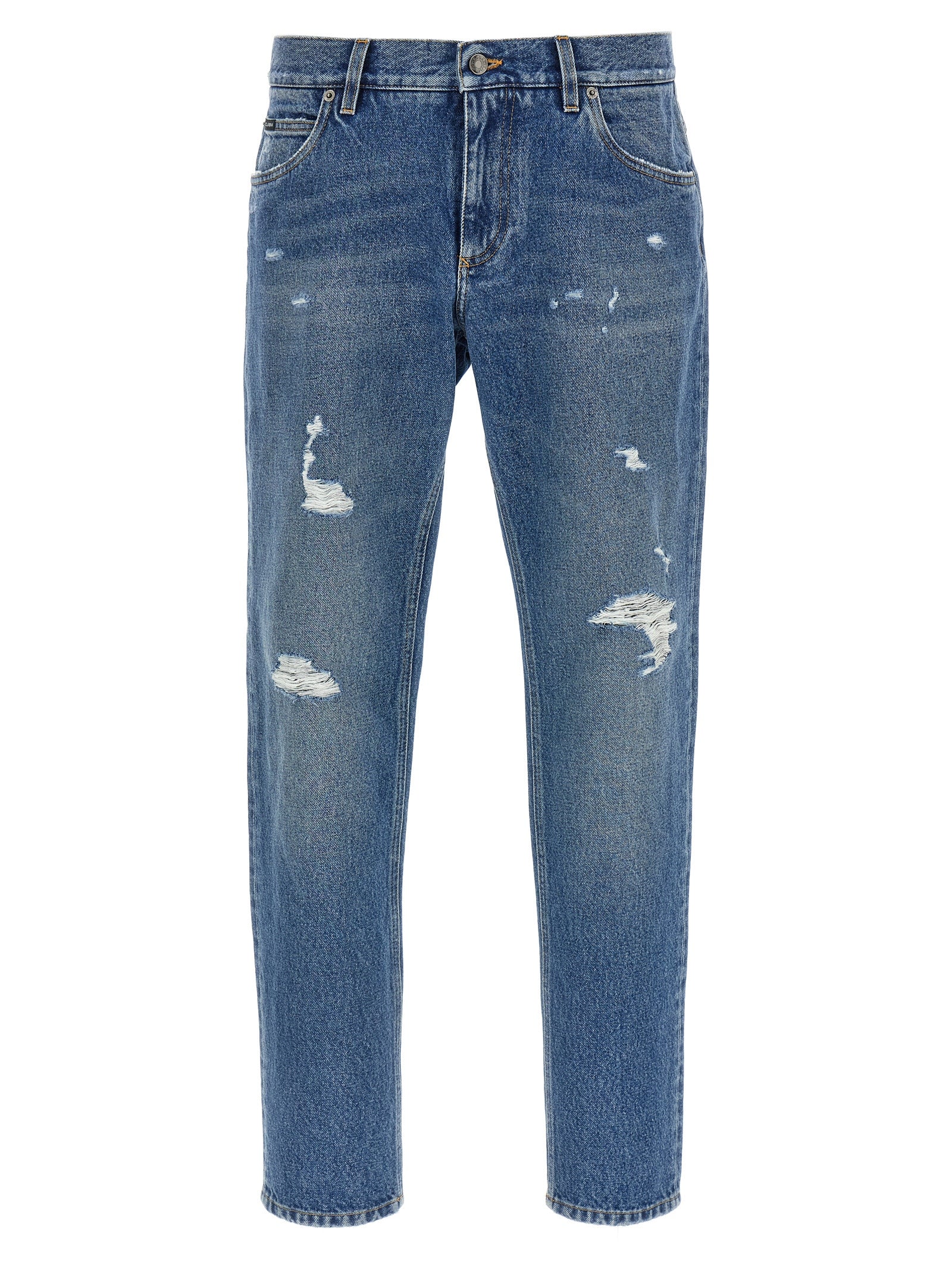 Dolce & Gabbana Blue Cotton Straight-Leg Jeans Dolce & Gabbana