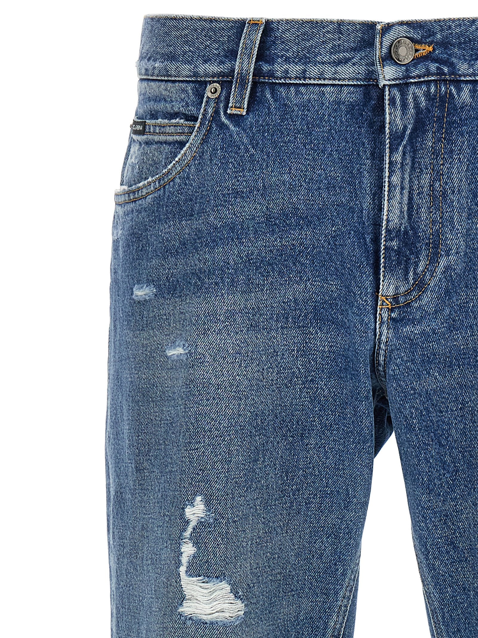 Dolce & Gabbana Blue Cotton Straight-Leg Jeans Dolce & Gabbana