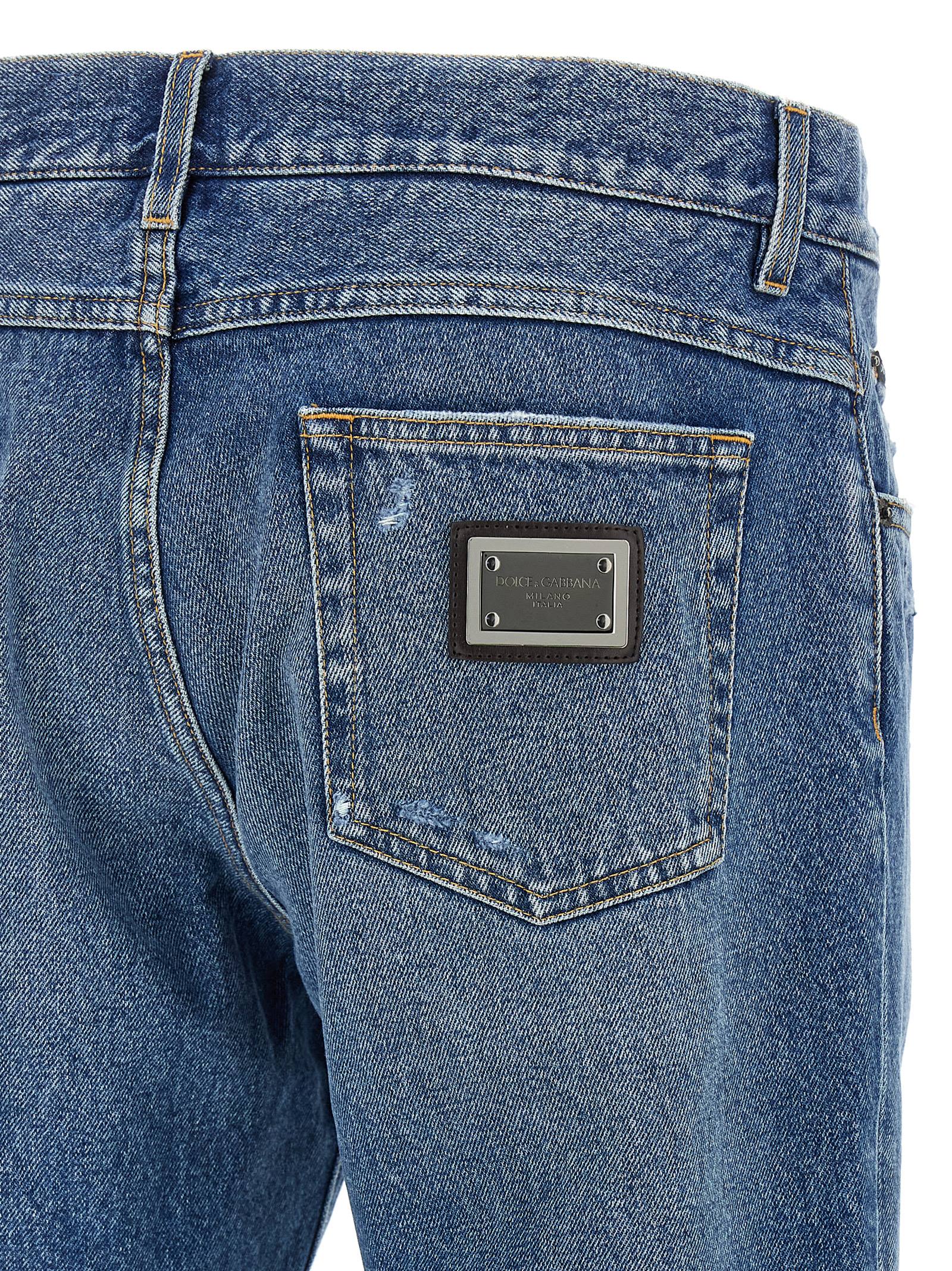 Dolce & Gabbana Blue Cotton Straight-Leg Jeans Dolce & Gabbana