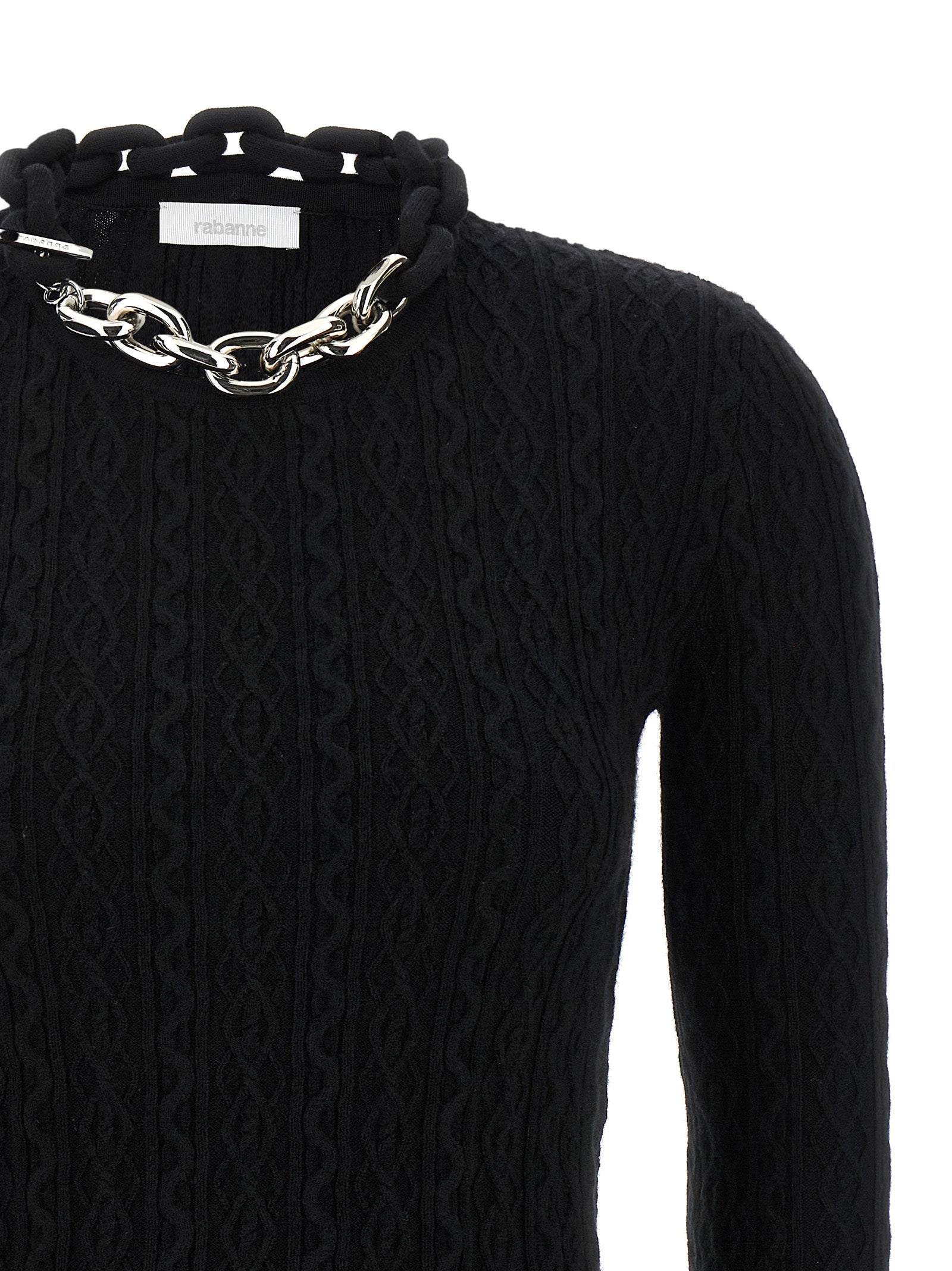 Paco Rabanne Black Wool Cardigan Paco Rabanne