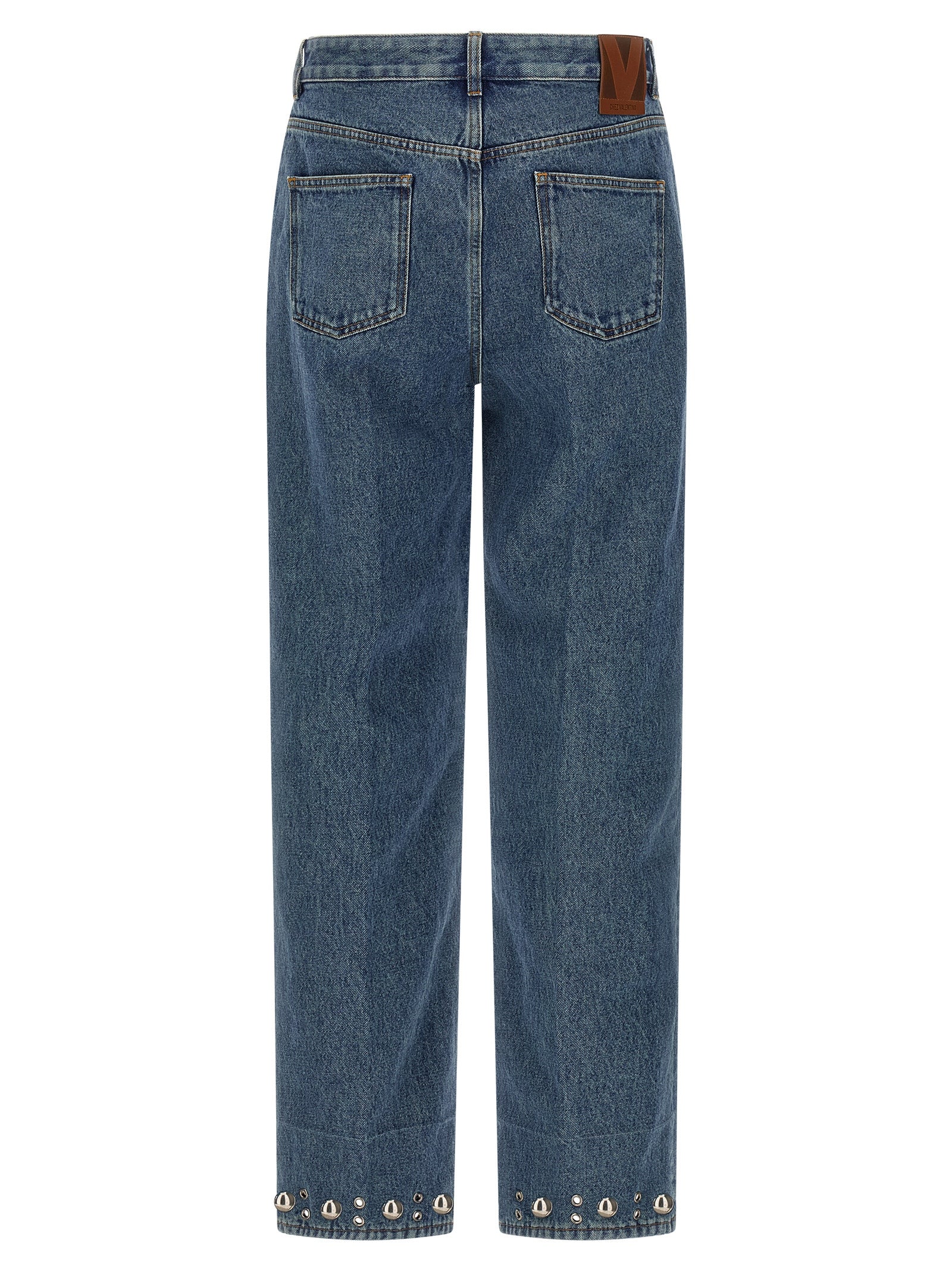 Valentino Garavani Blue Cotton Straight-Leg Jeans Valentino Garavani