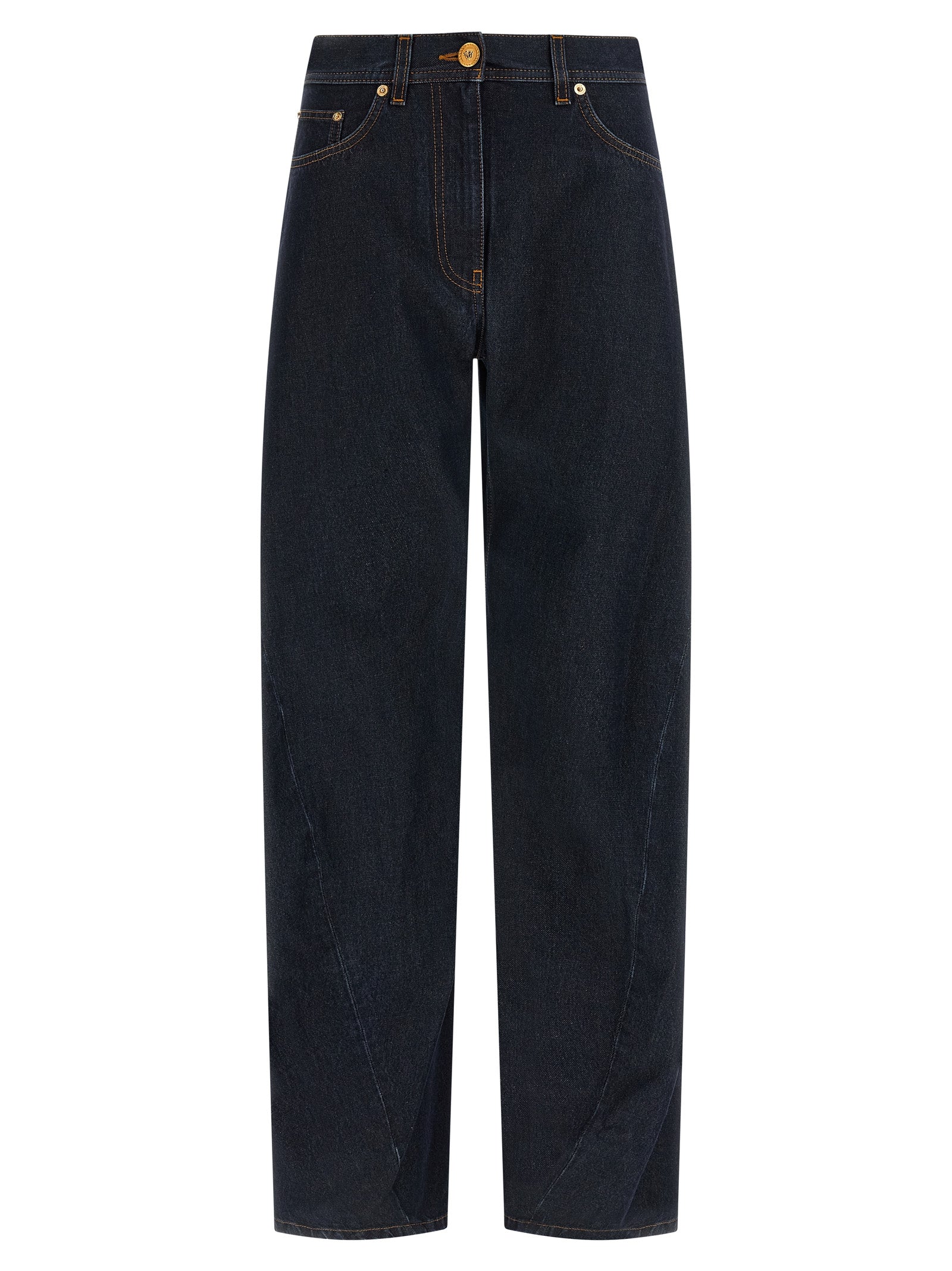Versace Blue Cotton High-Waisted Jean Versace