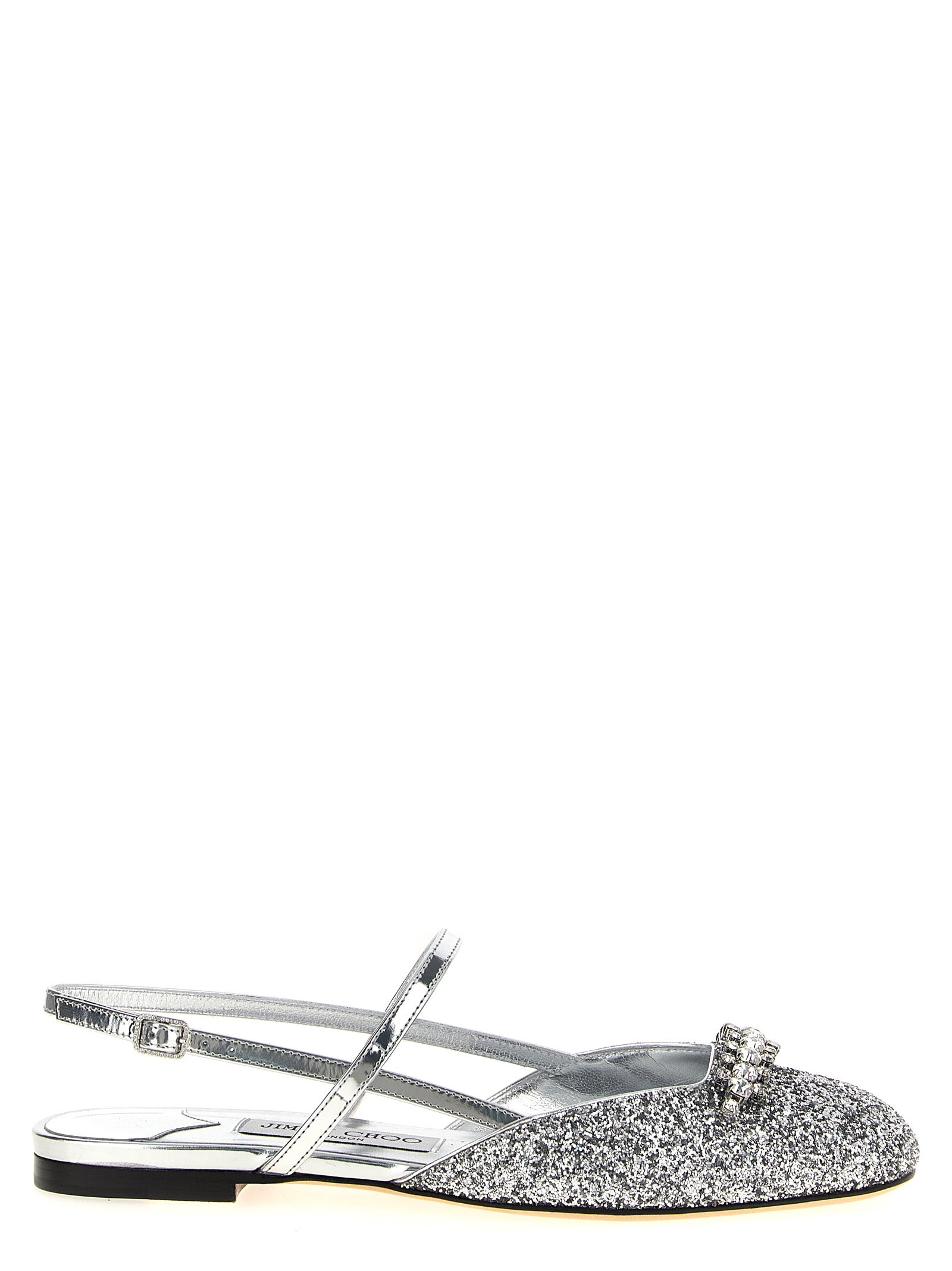 Jimmy Choo Silver Tencel Ballet Flats Jimmy Choo