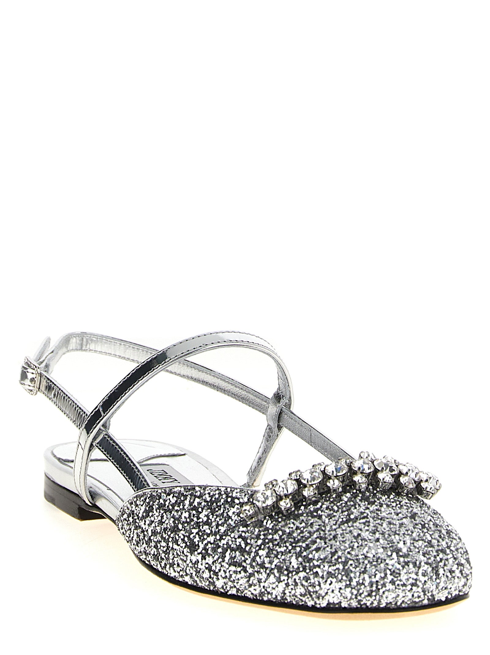 Jimmy Choo Silver Tencel Ballet Flats Jimmy Choo